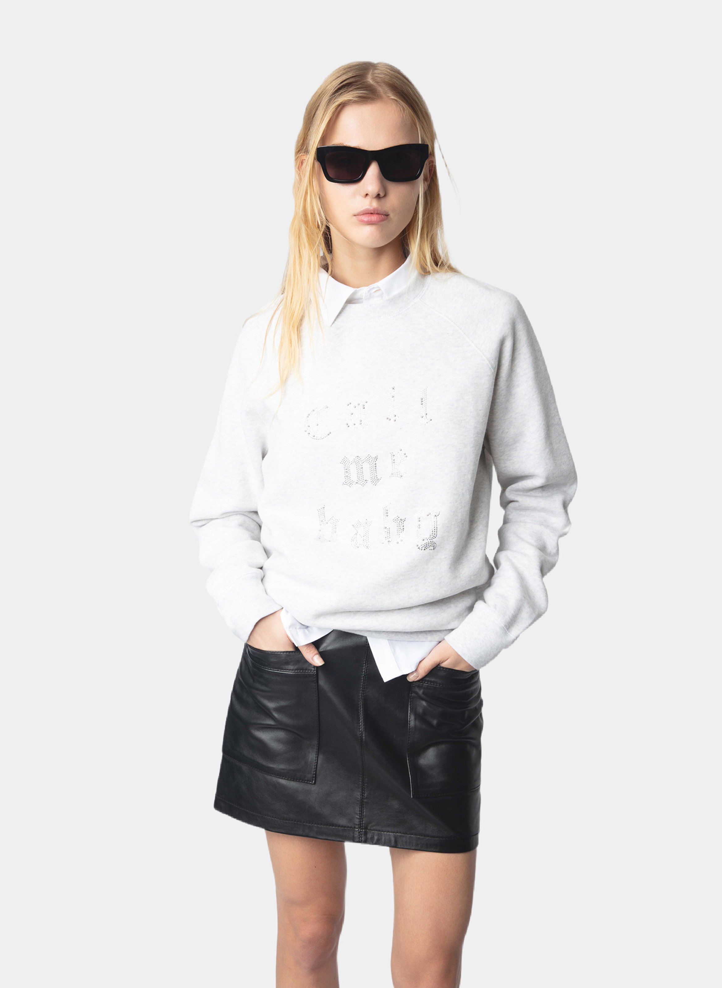 Sweat col rond en coton mélangé upper ZADIG&VOLTAIRE Gris