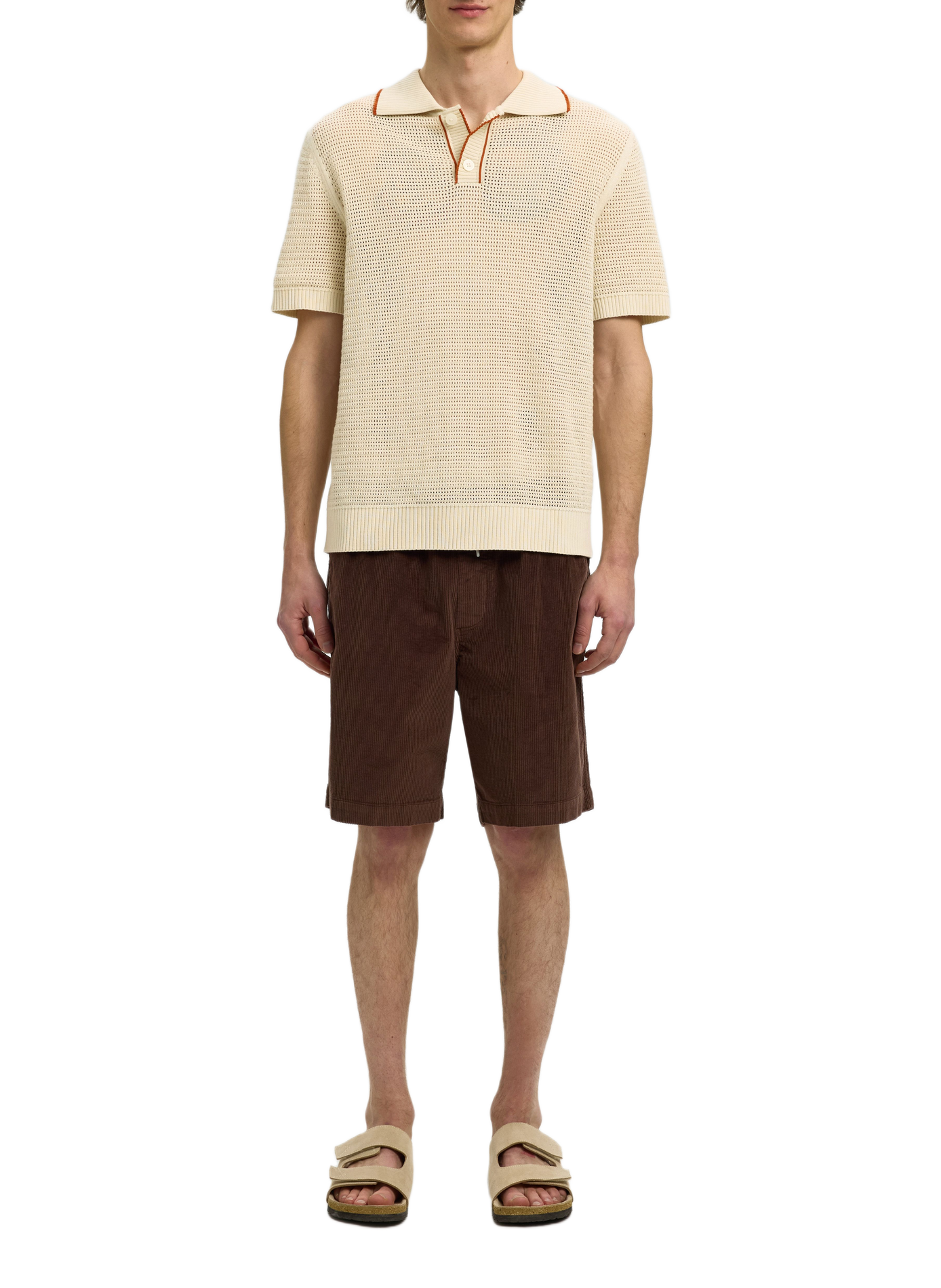 Short sleeve cotton polo shirt SELECTED Beige