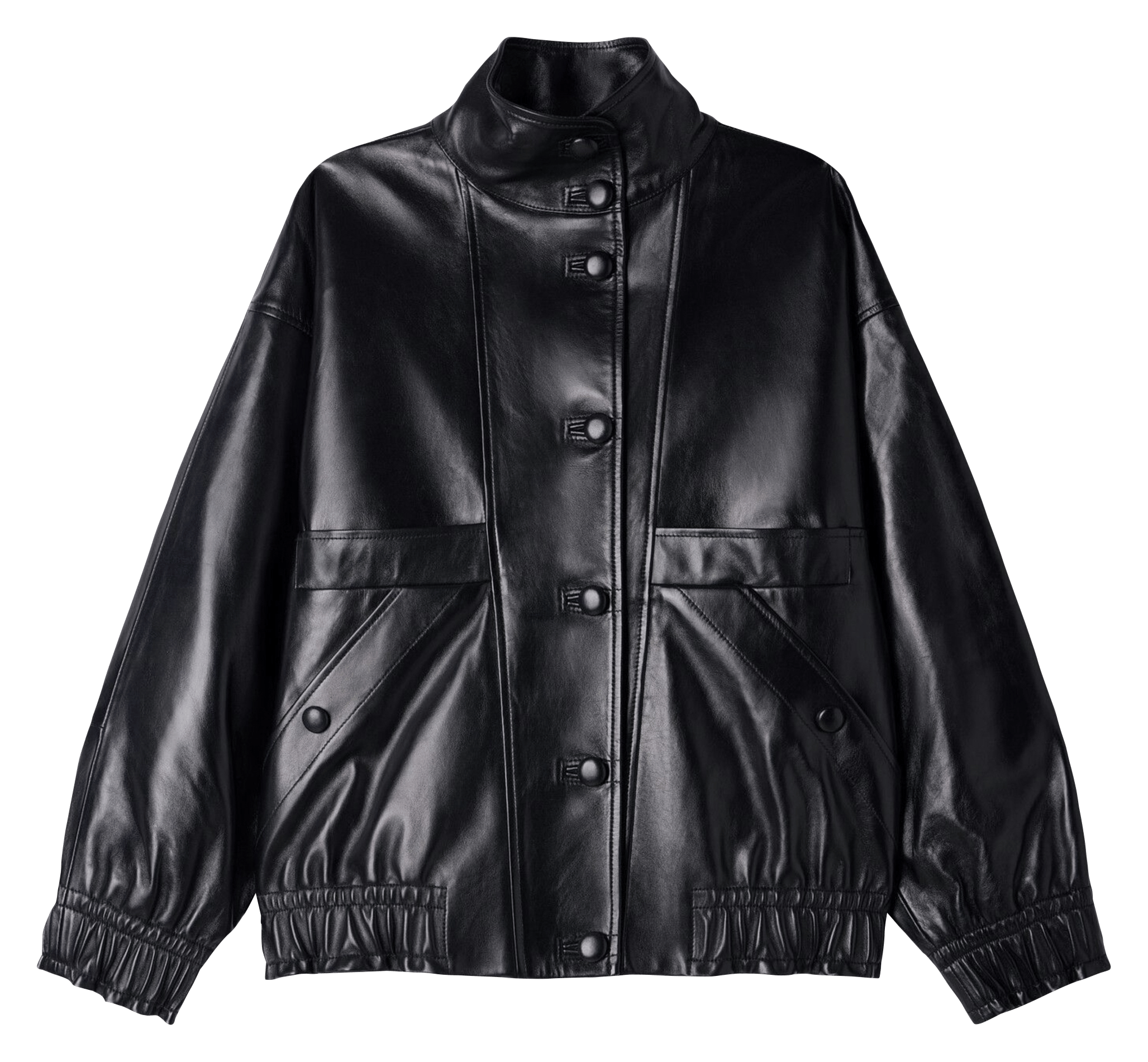 Blouson oversize en cuir SANDRO Noir