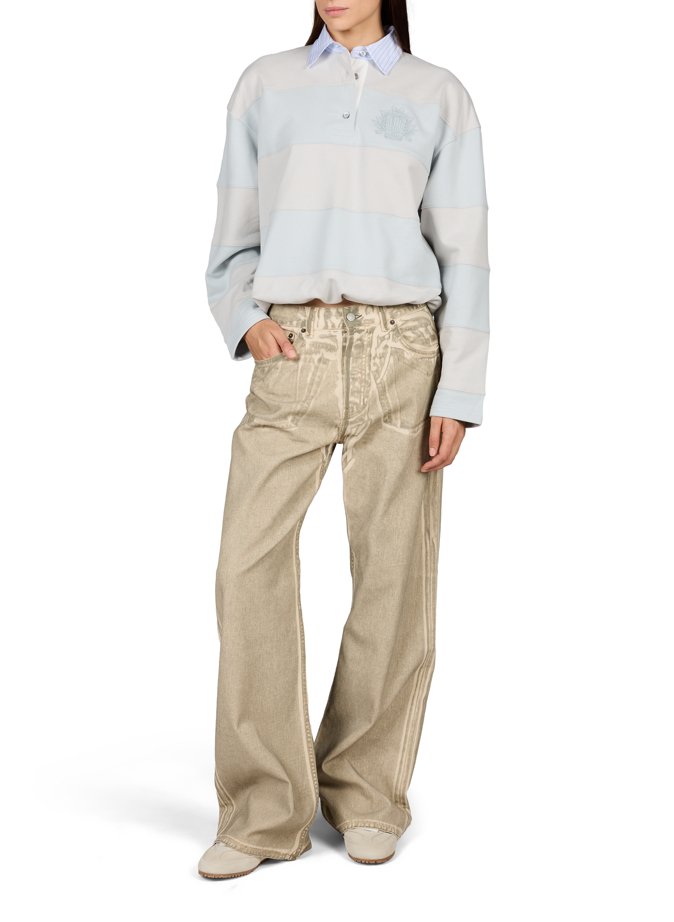 Gestreiftes Baumwoll-Poloshirt. ACNE STUDIOS Blau