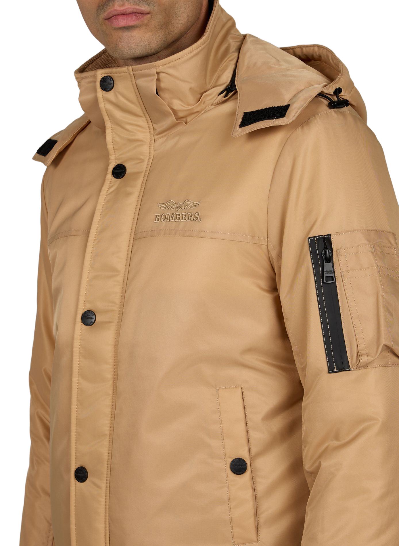 Jas met capuchon en opstaande kraag BOMBERS ORIGINAL Beige