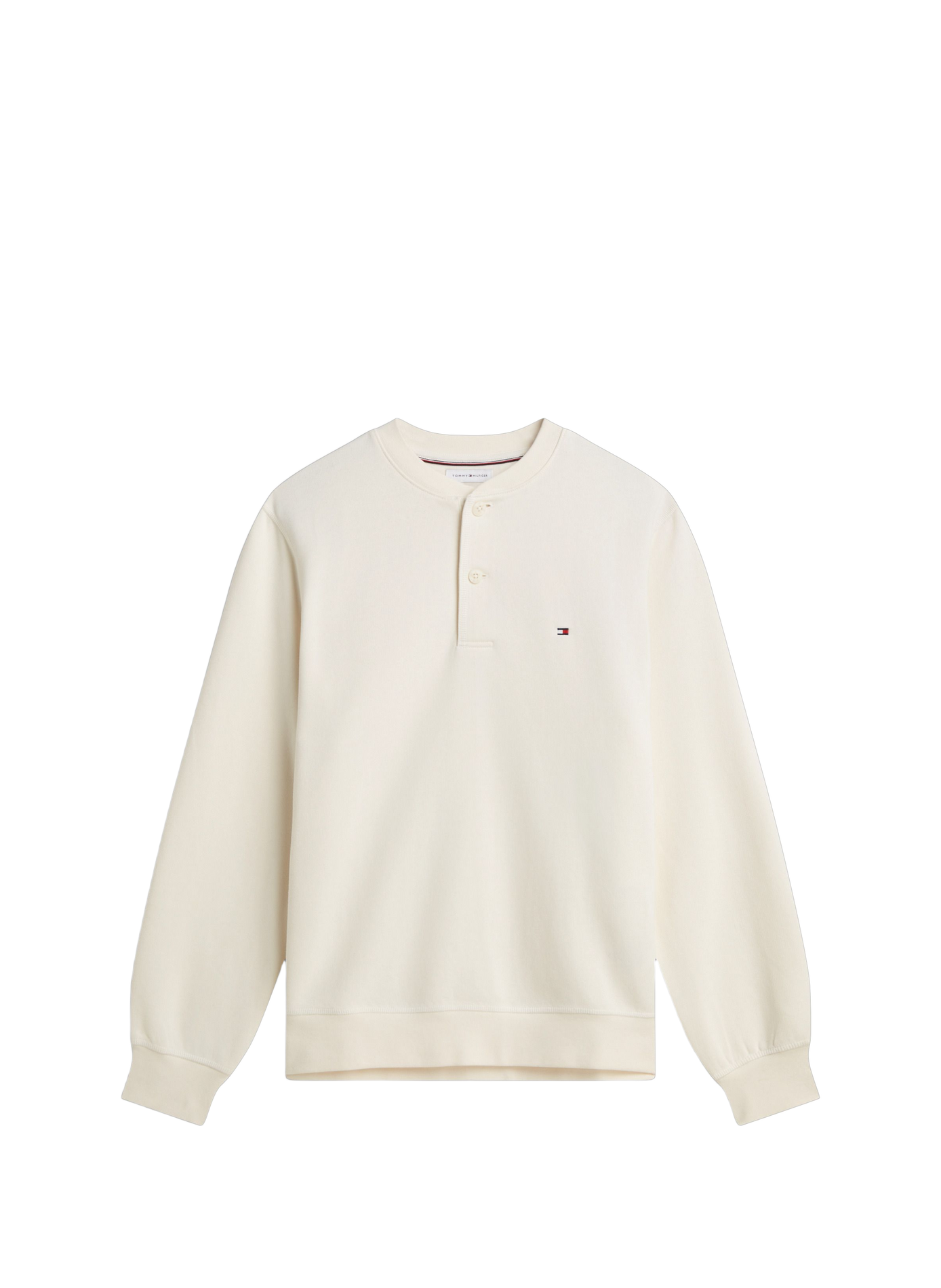 Sweat droit col rond boutonné en coton mélangé TOMMY HILFIGER Beige