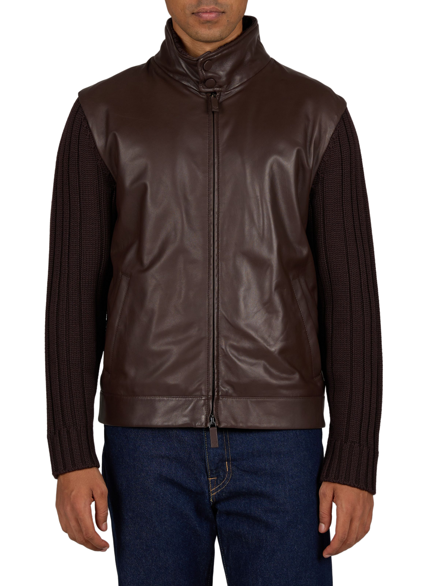 Jacke mit Stehkragen aus Schafleder EMPORIO ARMANI Braun