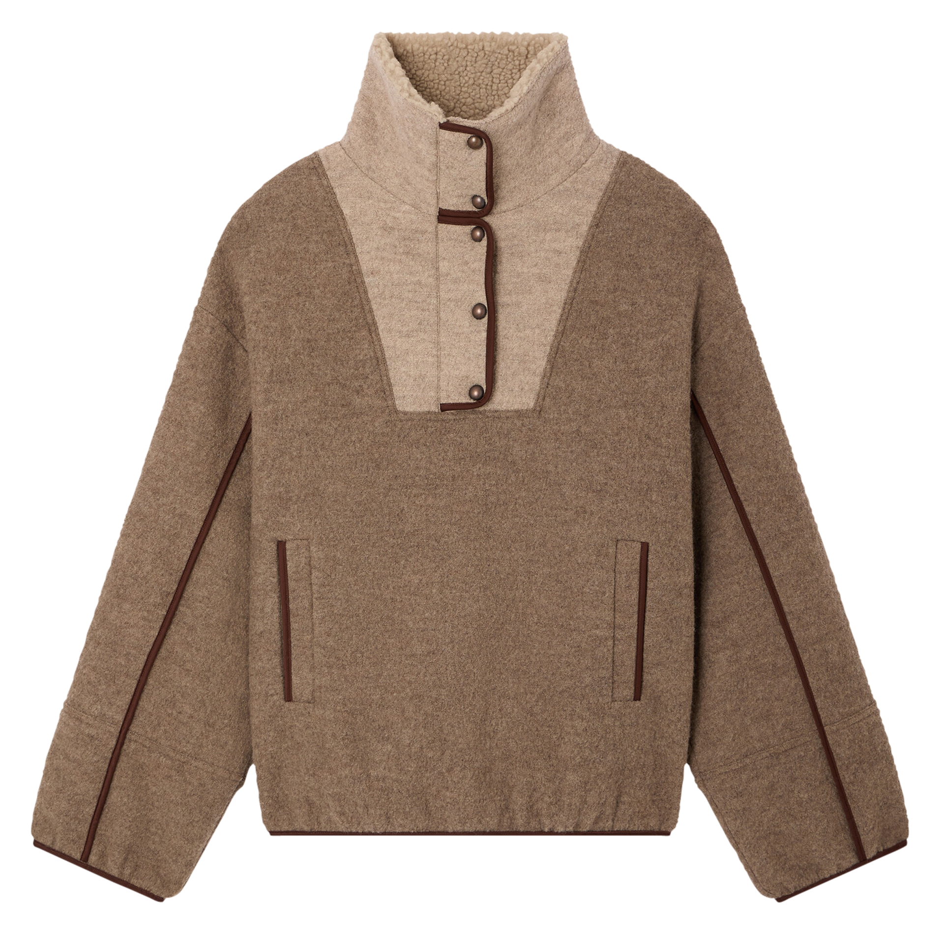 Veste col montant unie en laine nostelle SESSUN Beige