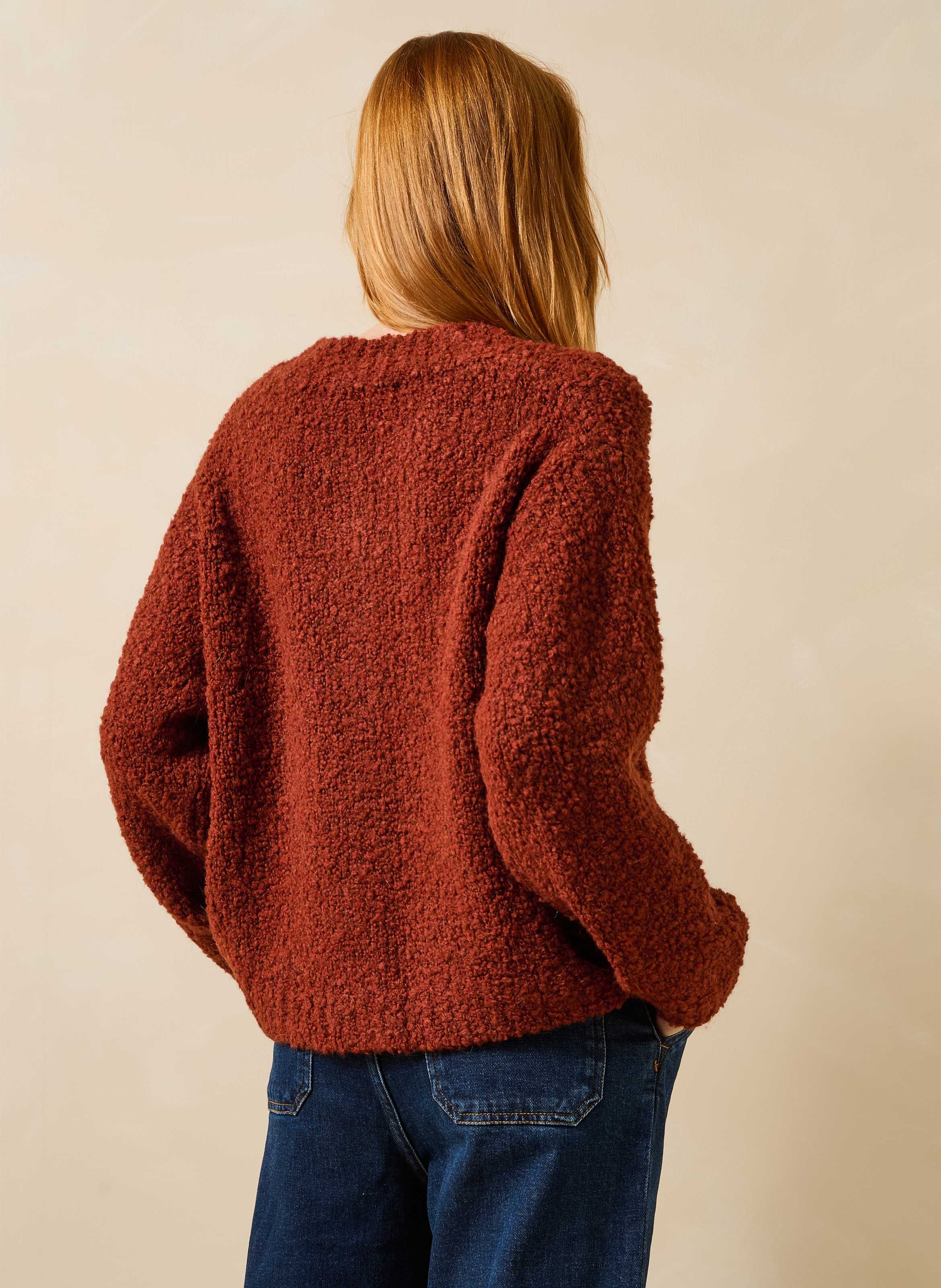Oversized gebreid vest met ronde hals LA FEE MARABOUTEE Bruin