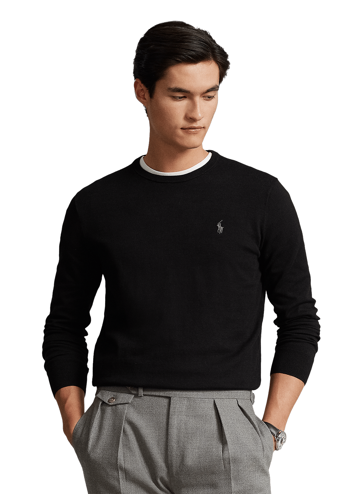 Sweatshirt slim en coton POLO RALPH LAUREN Noir