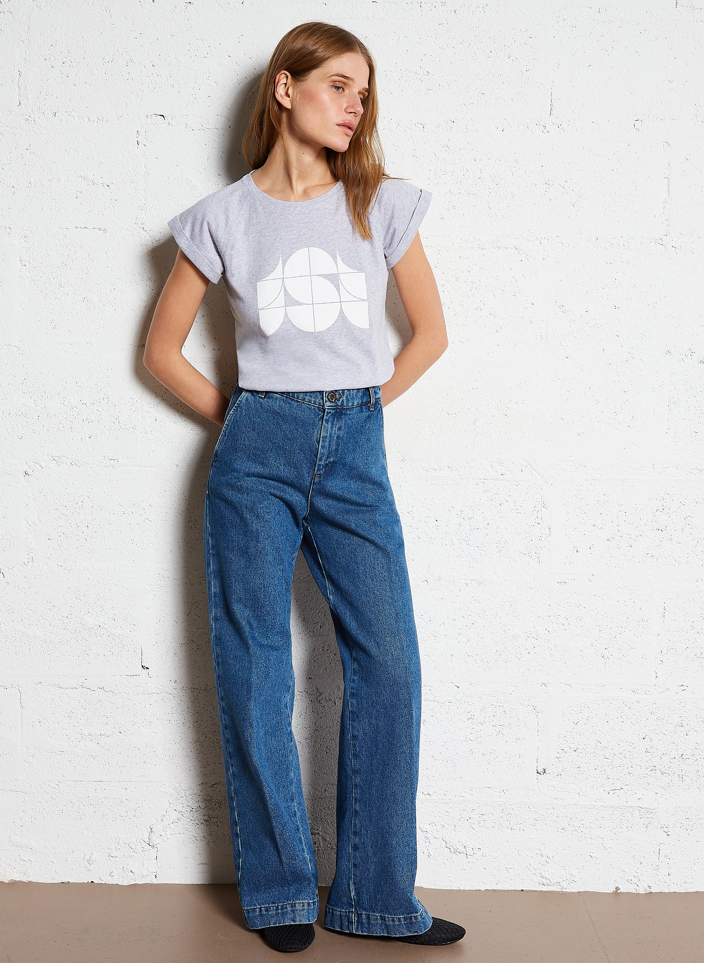 Jean boot-cut en coton california SOEUR Bleu