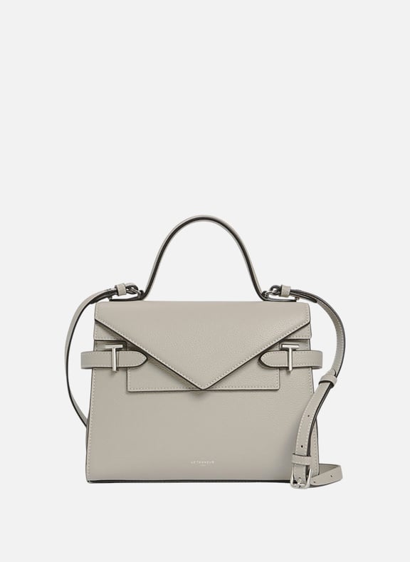 Sac à main double rabat moyen modèle emilie en cuir grainé Gris by LE TANNEUR LE TANNEUR Sac à main double rabat moyen modèle emilie en cuir grainé Gris