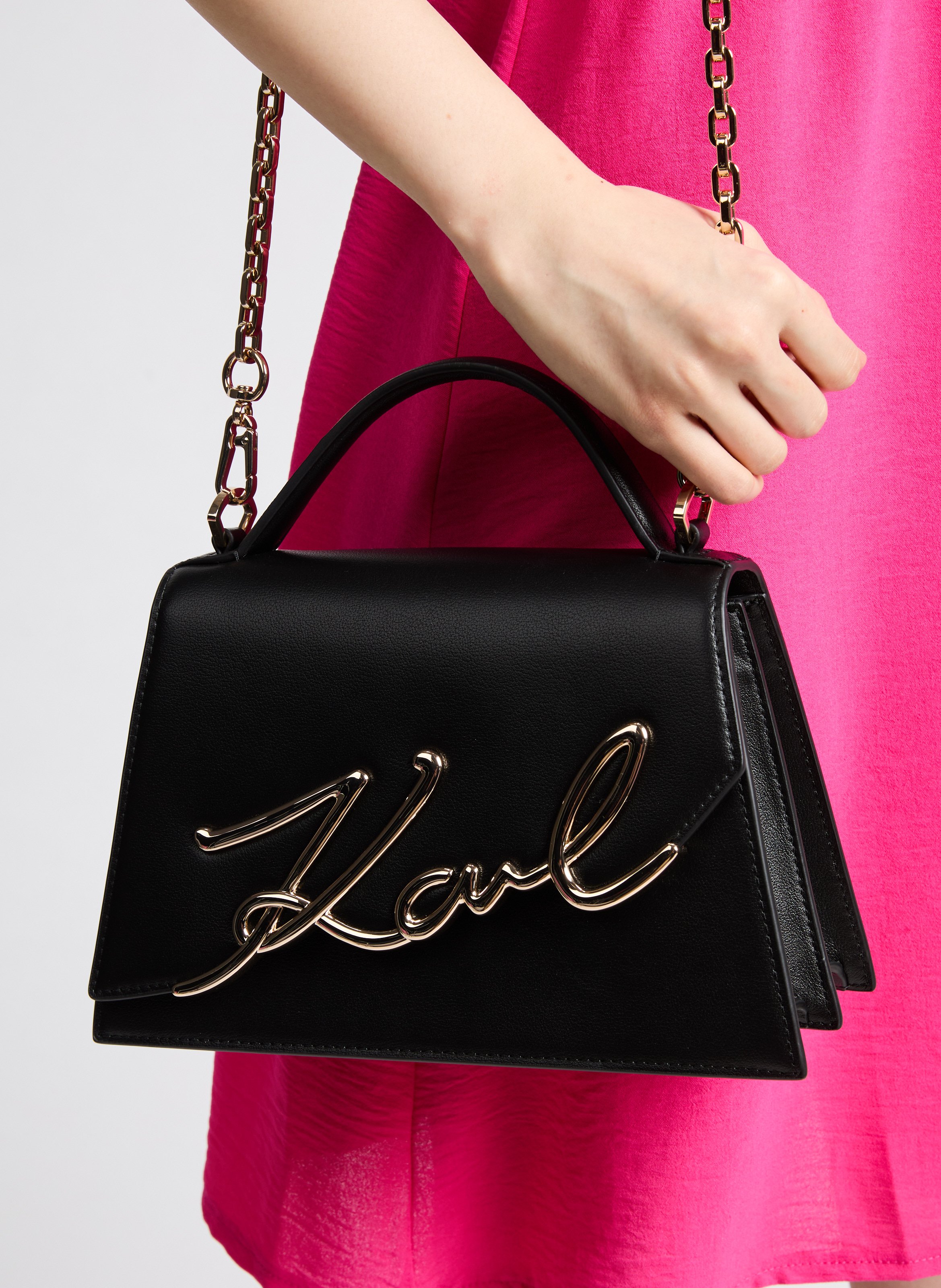 Sac à main en cuir KARL LAGERFELD Noir