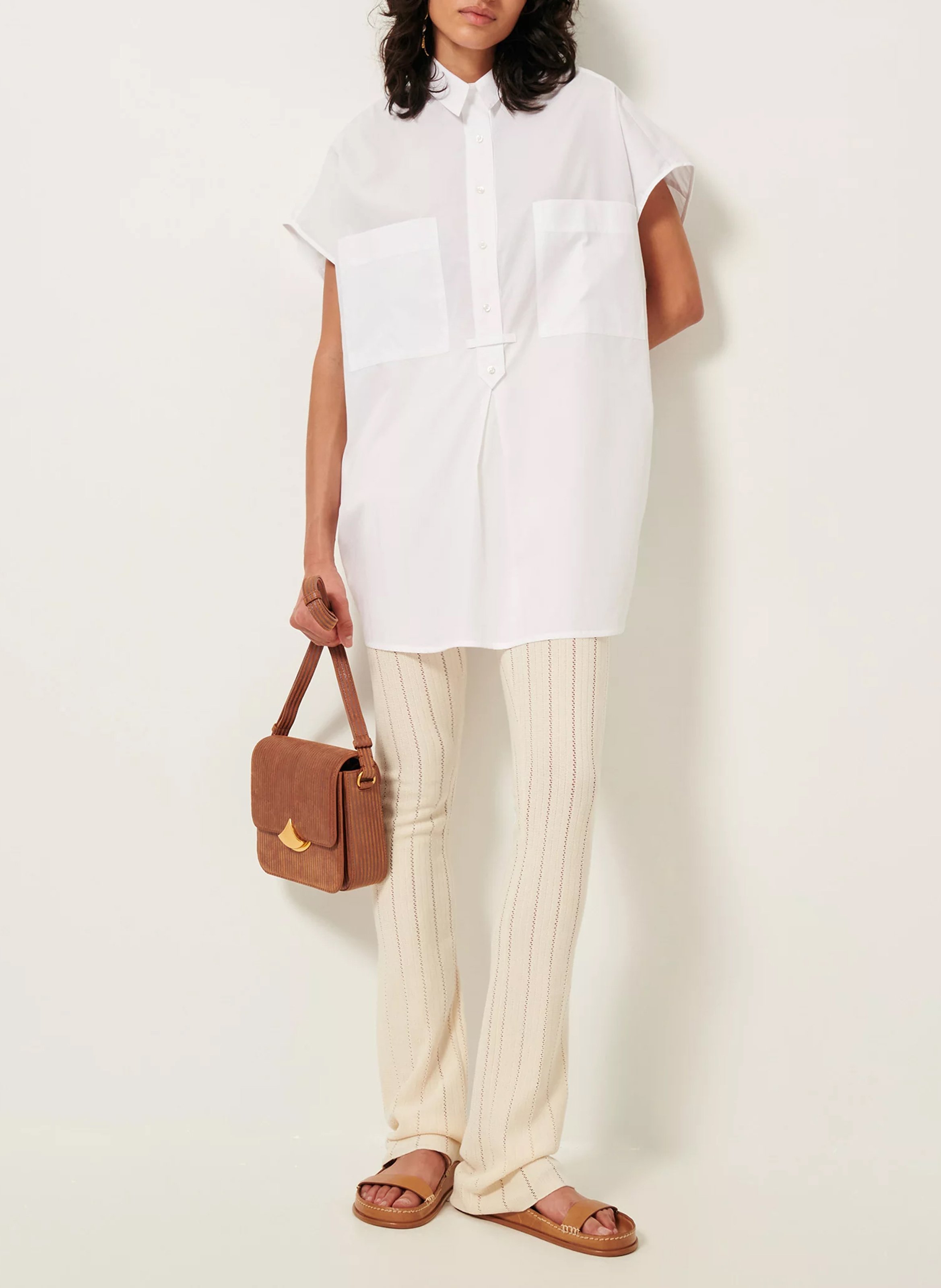 Robe chemise ample en coton hotaka SESSUN Blanc