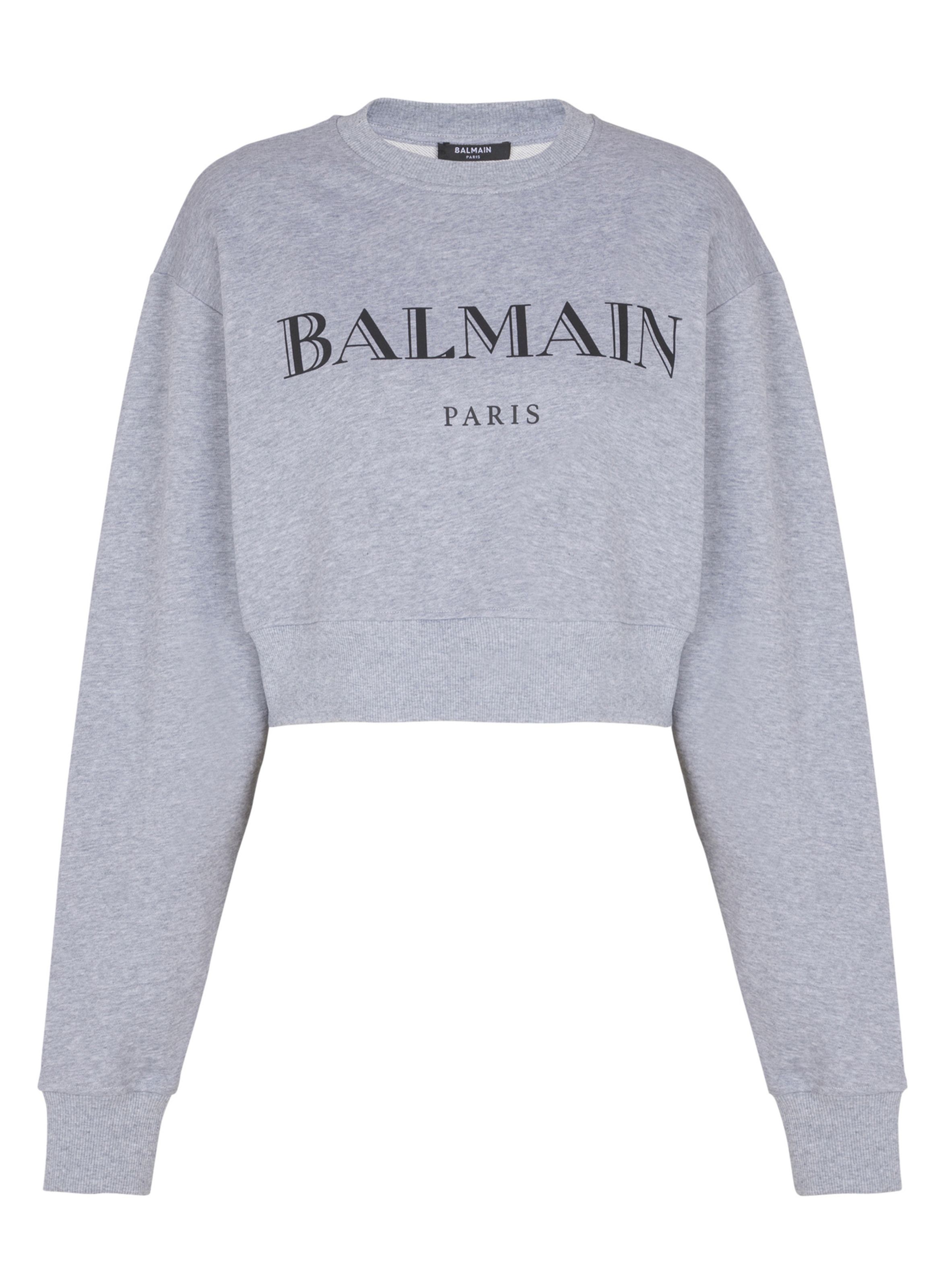 Sweat-shirt à col ras du cou imprimé balmain BALMAIN Gris