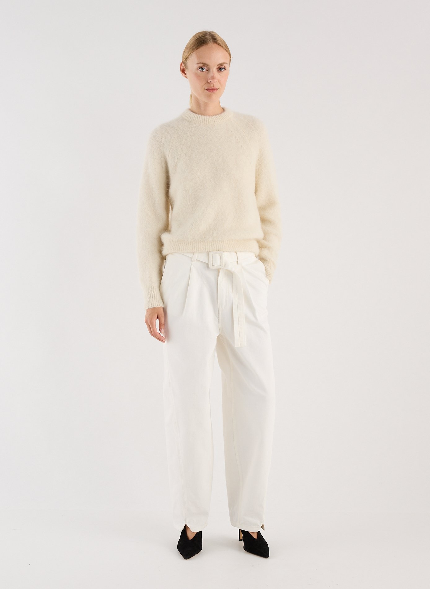 Pull col rond en laine mélangée SAISON 1865 Beige