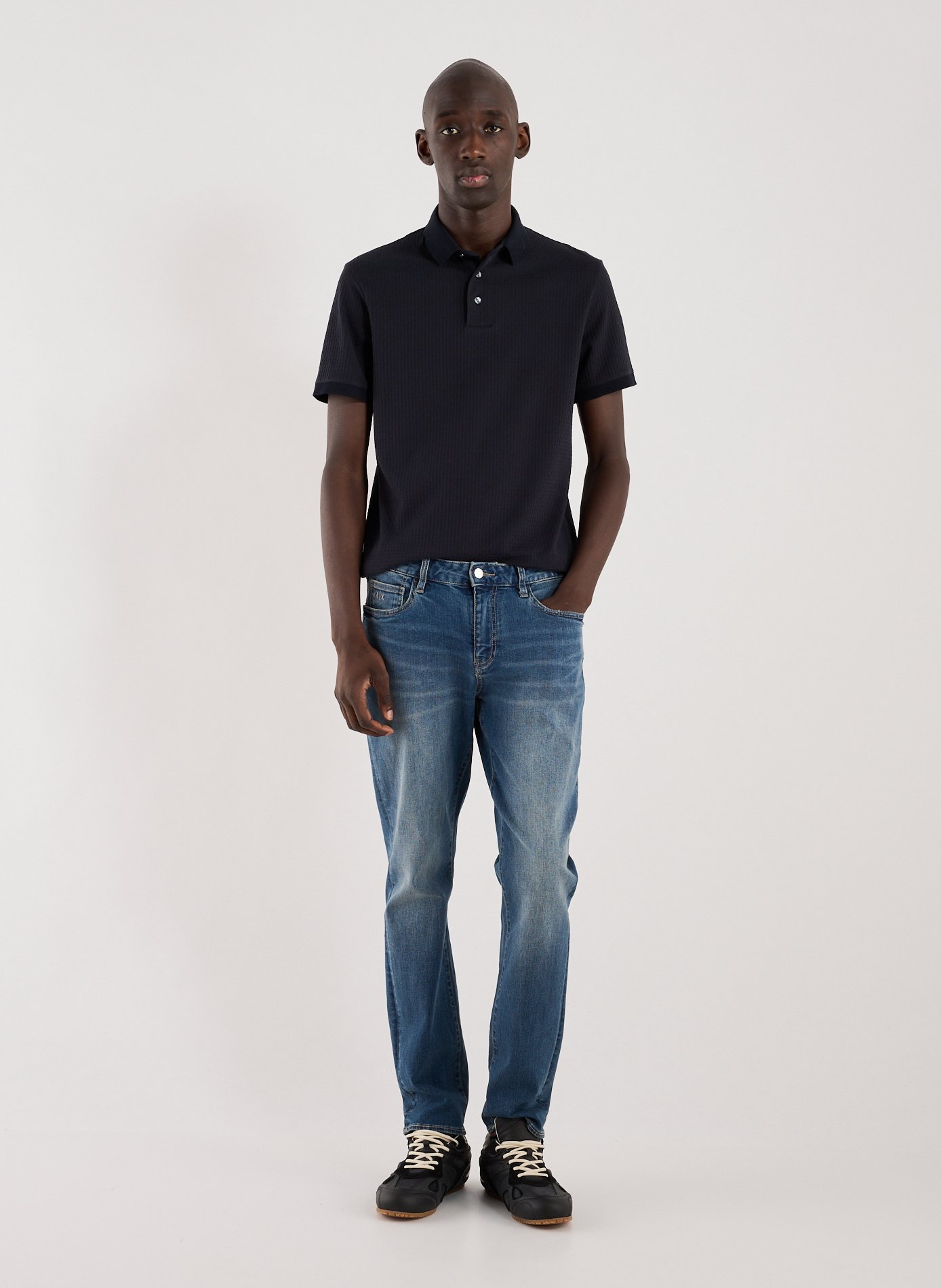 Textured cotton polo EMPORIO ARMANI Blue