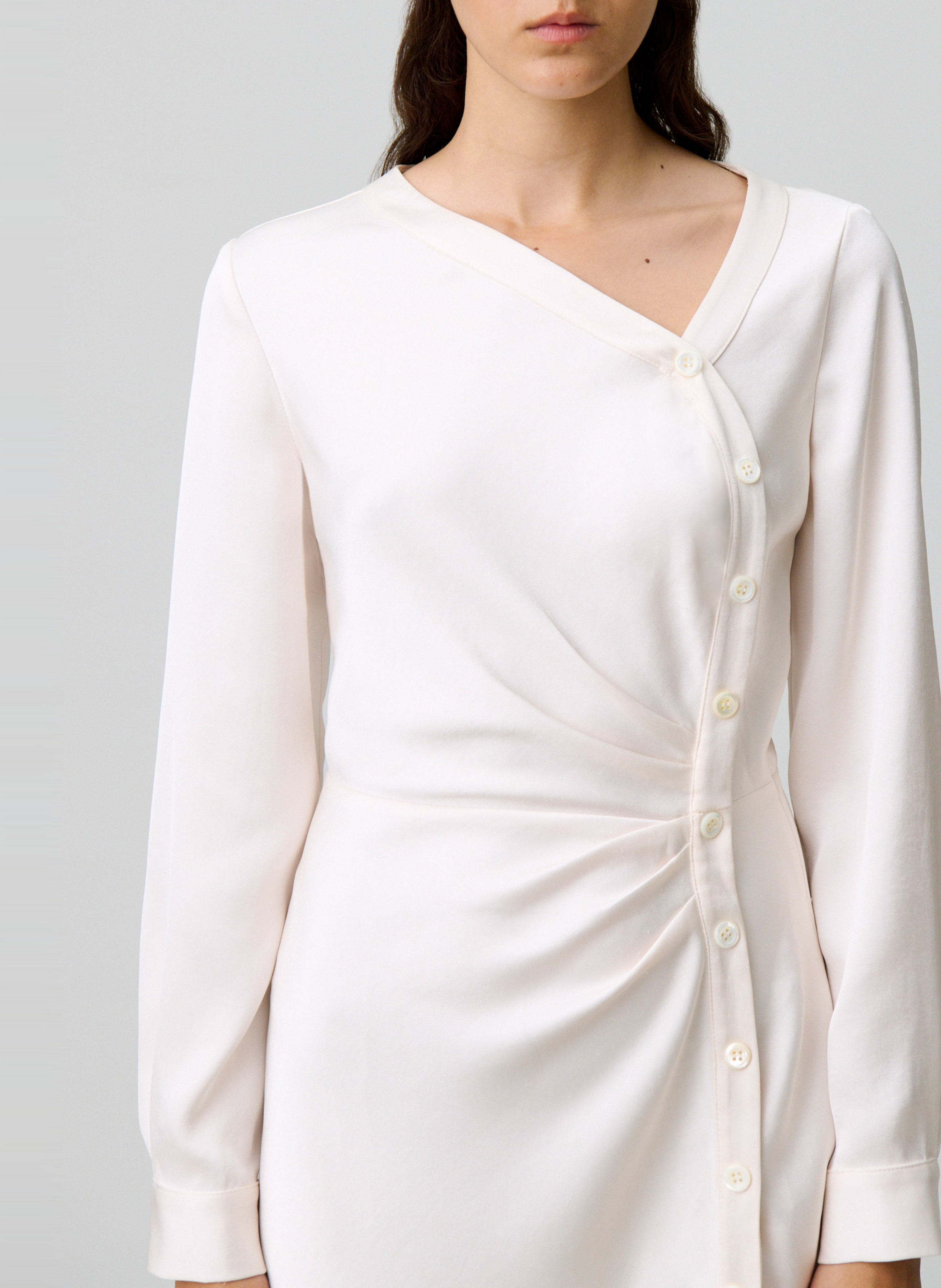 Robe longue col v romi Blanc