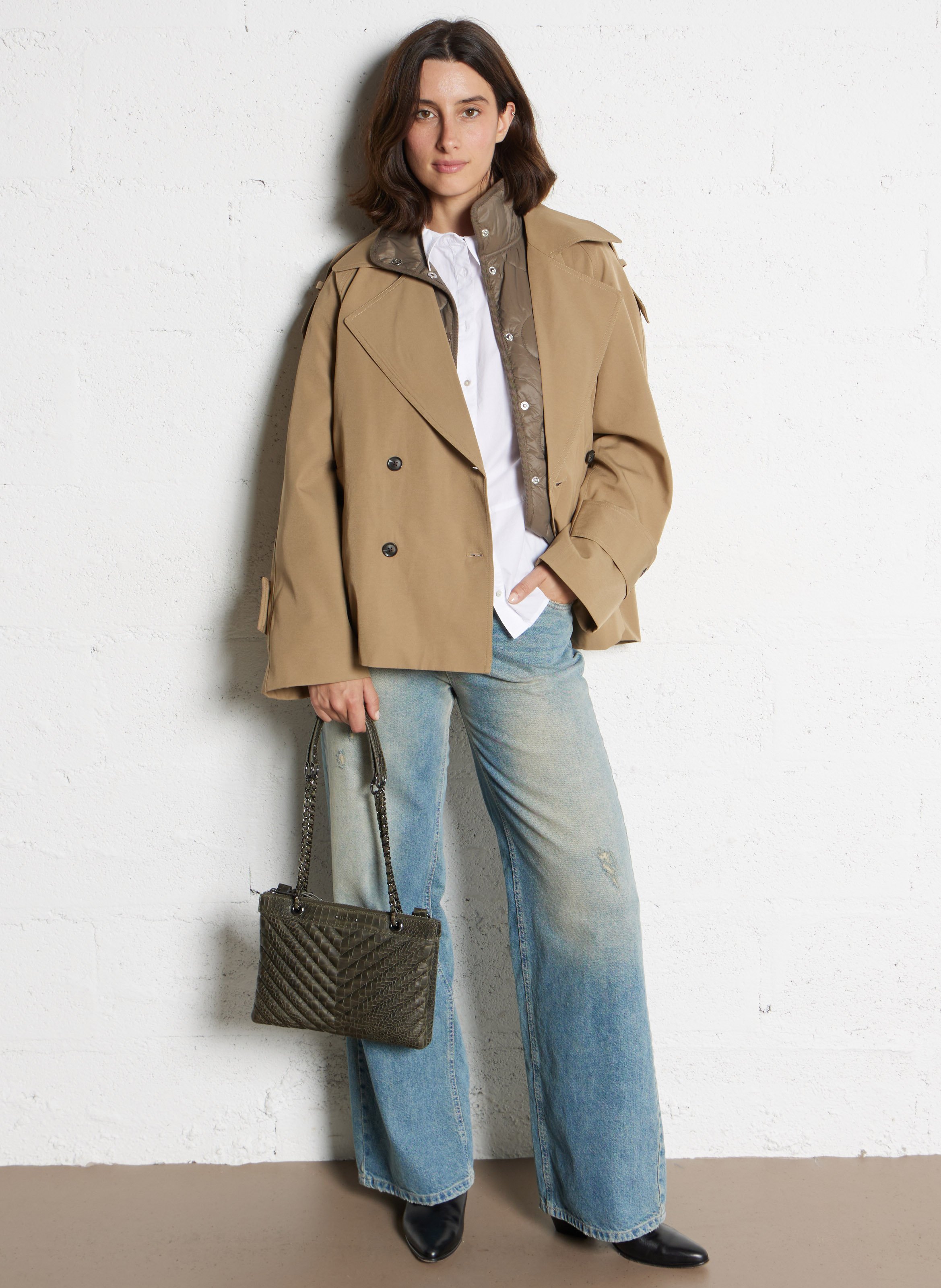 Sac bandoulière en cuir 1440 reporter IKKS Kaki