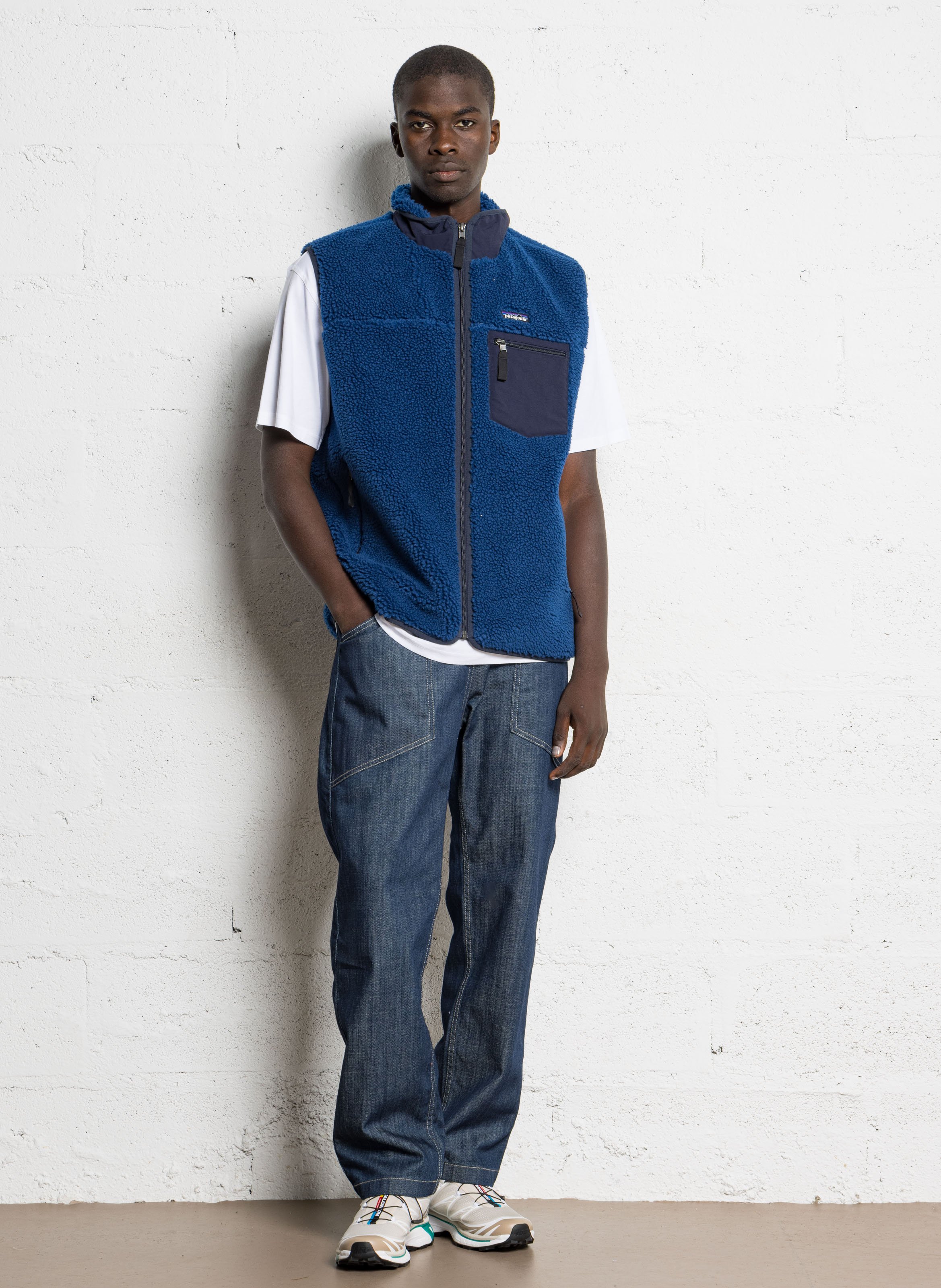 Polaire droite col montant Bleu