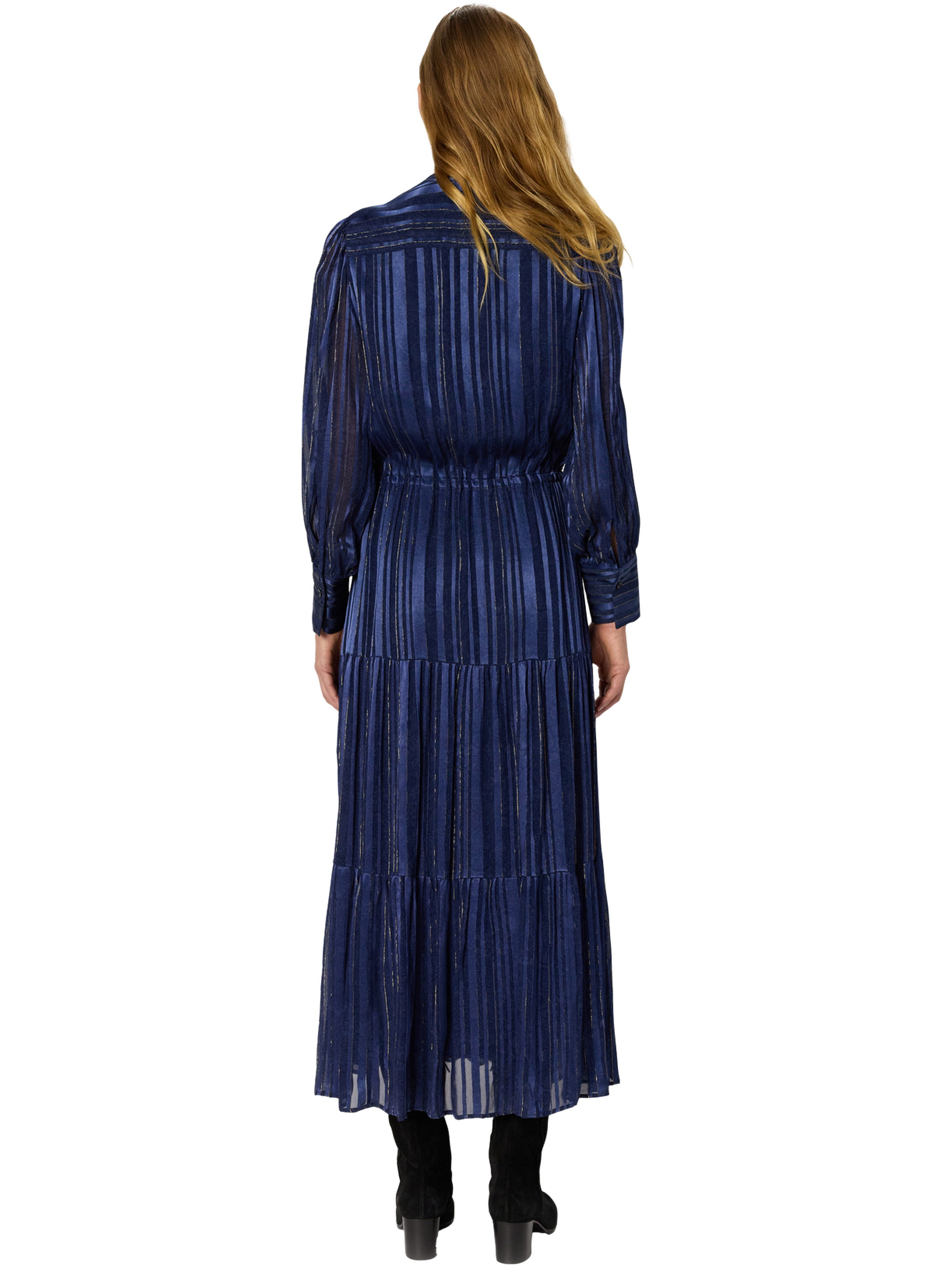 Robe longue satinée à lurex - lydie GERARD DAREL Bleu