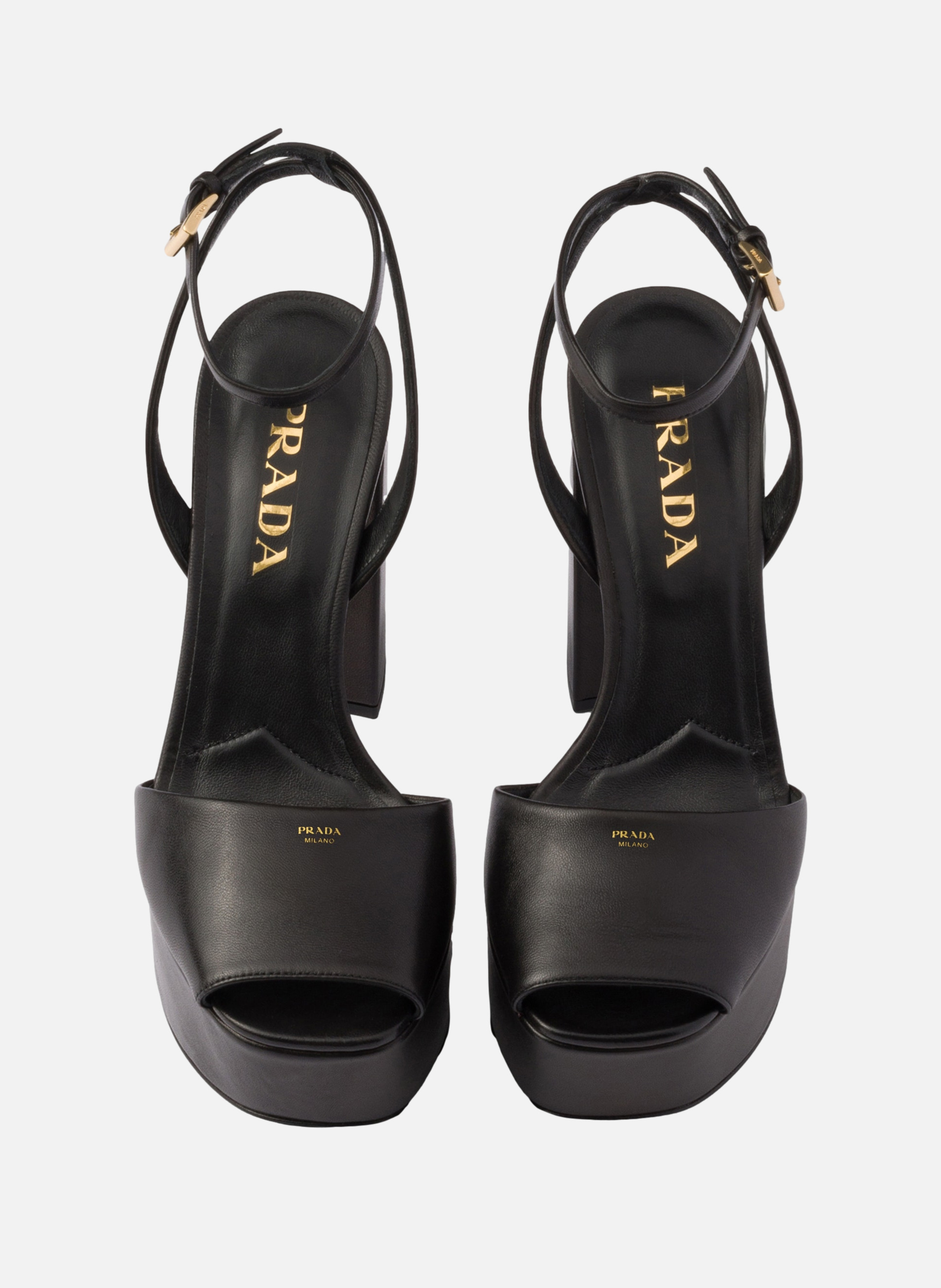 Sandales à plateforme en cuir nappa PRADA Noir