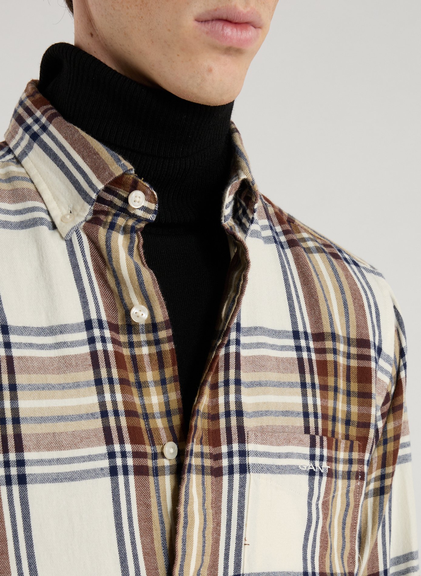 Straight checked cotton shirt GANT Beige
