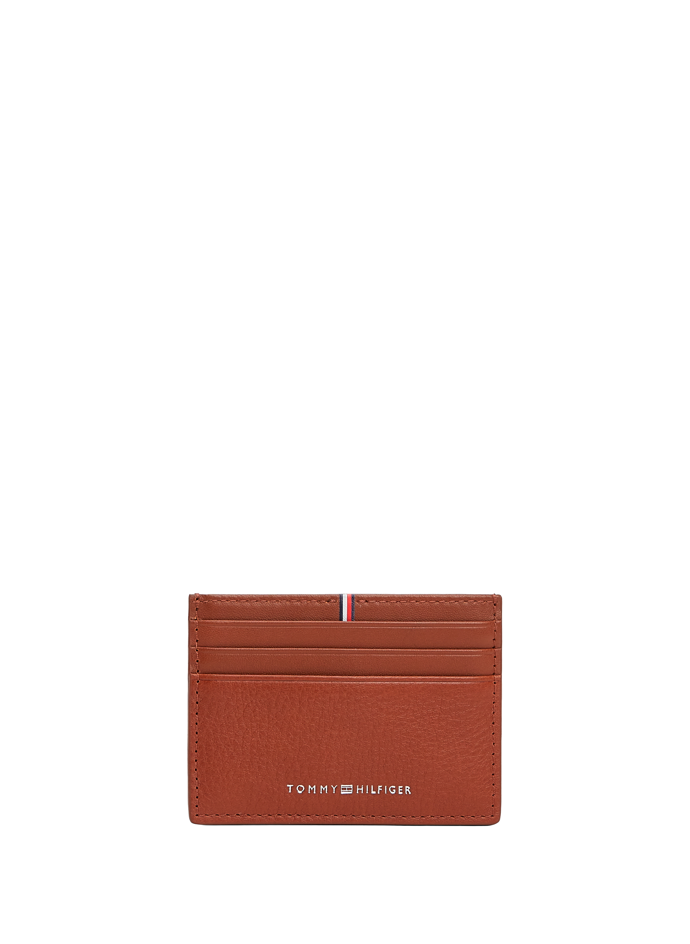 Porte-cartes grainé en cuir de vache TOMMY HILFIGER Marron