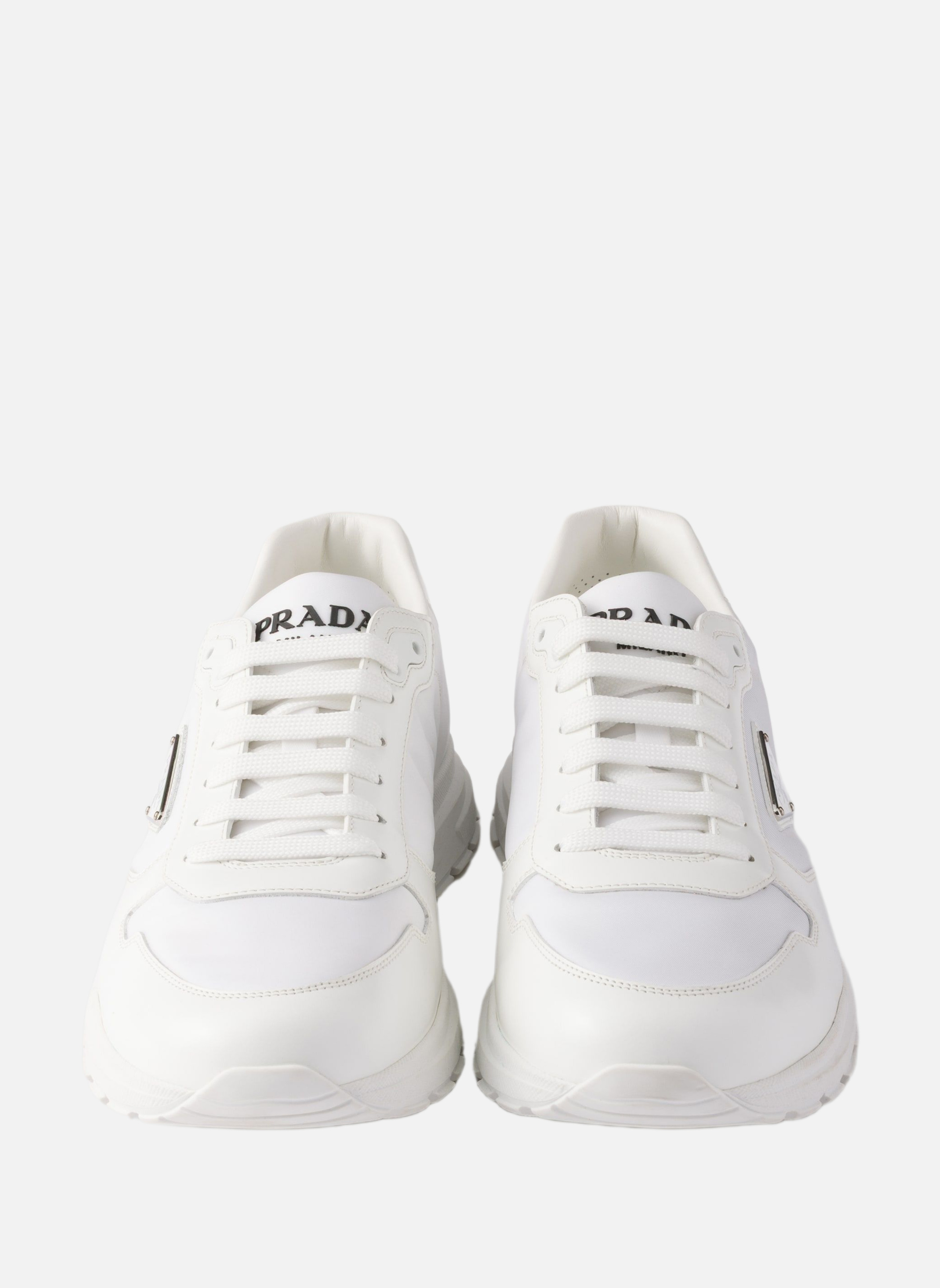 Sneakers prax 01 en cuir brossé et re-nylon PRADA Blanc