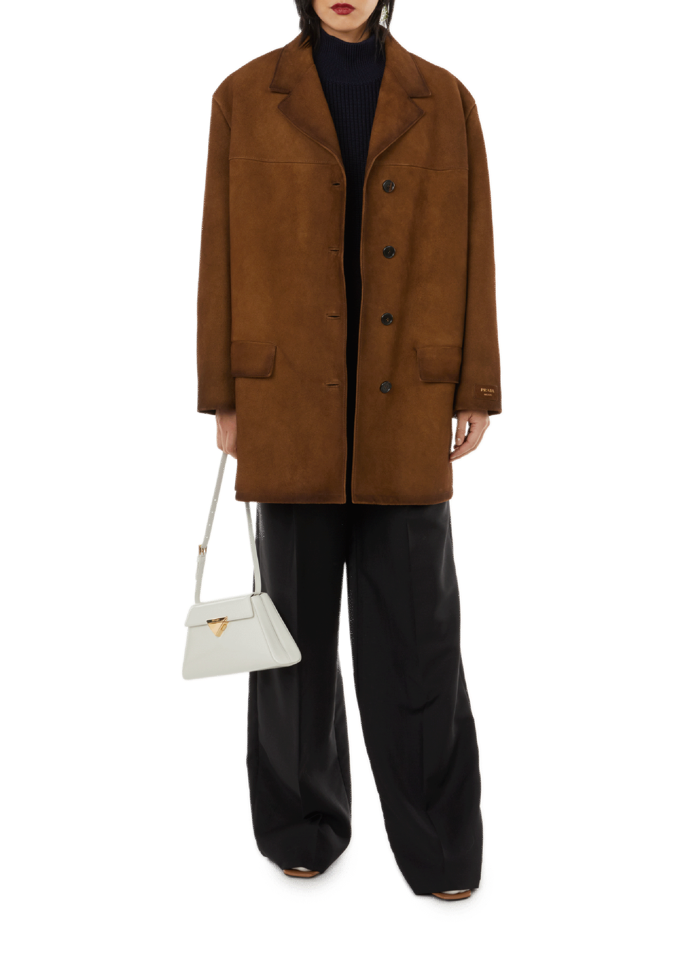 Pantalon large en laine PRADA Noir