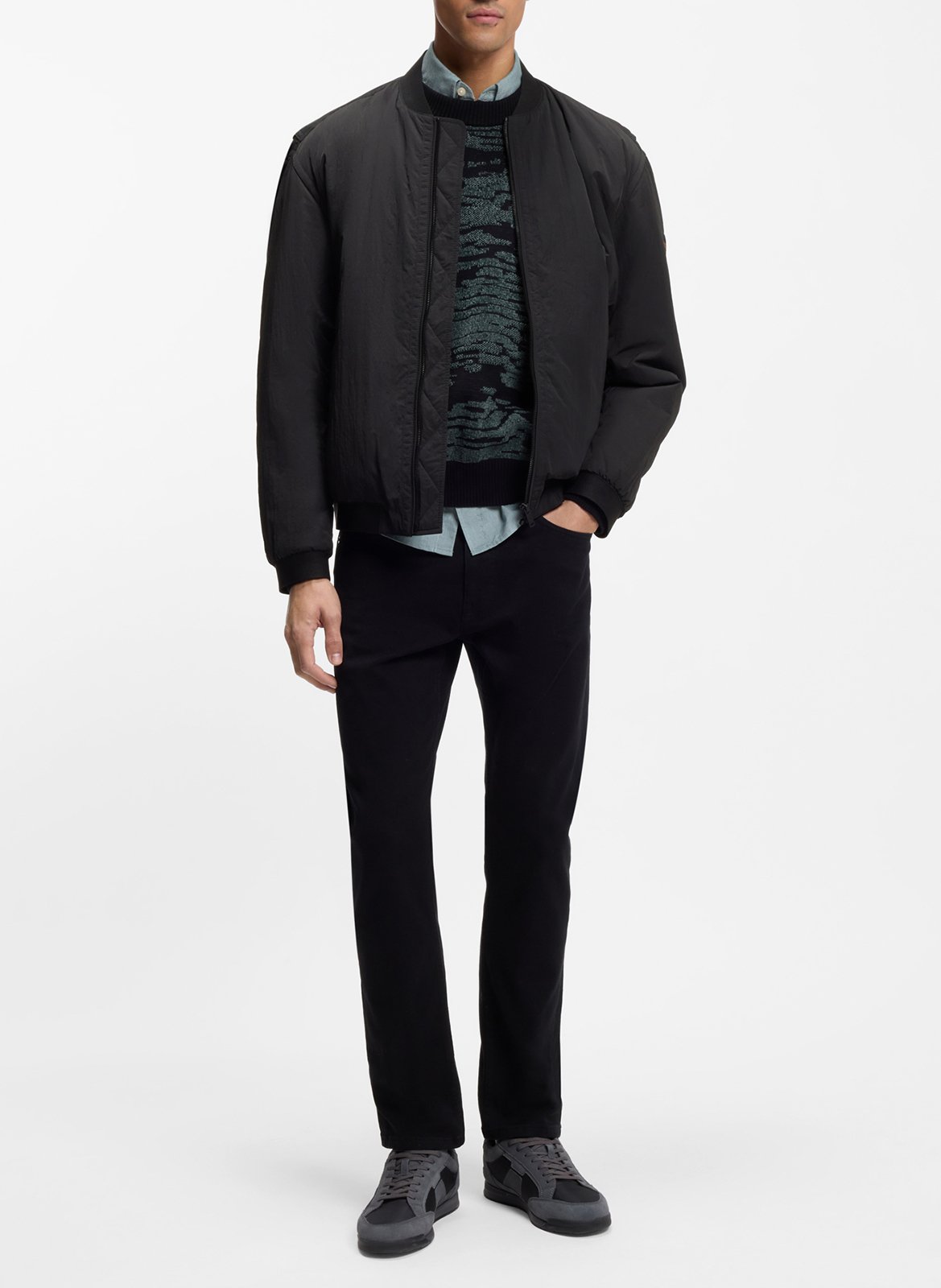 Blouson droit col teddy BOSS Noir