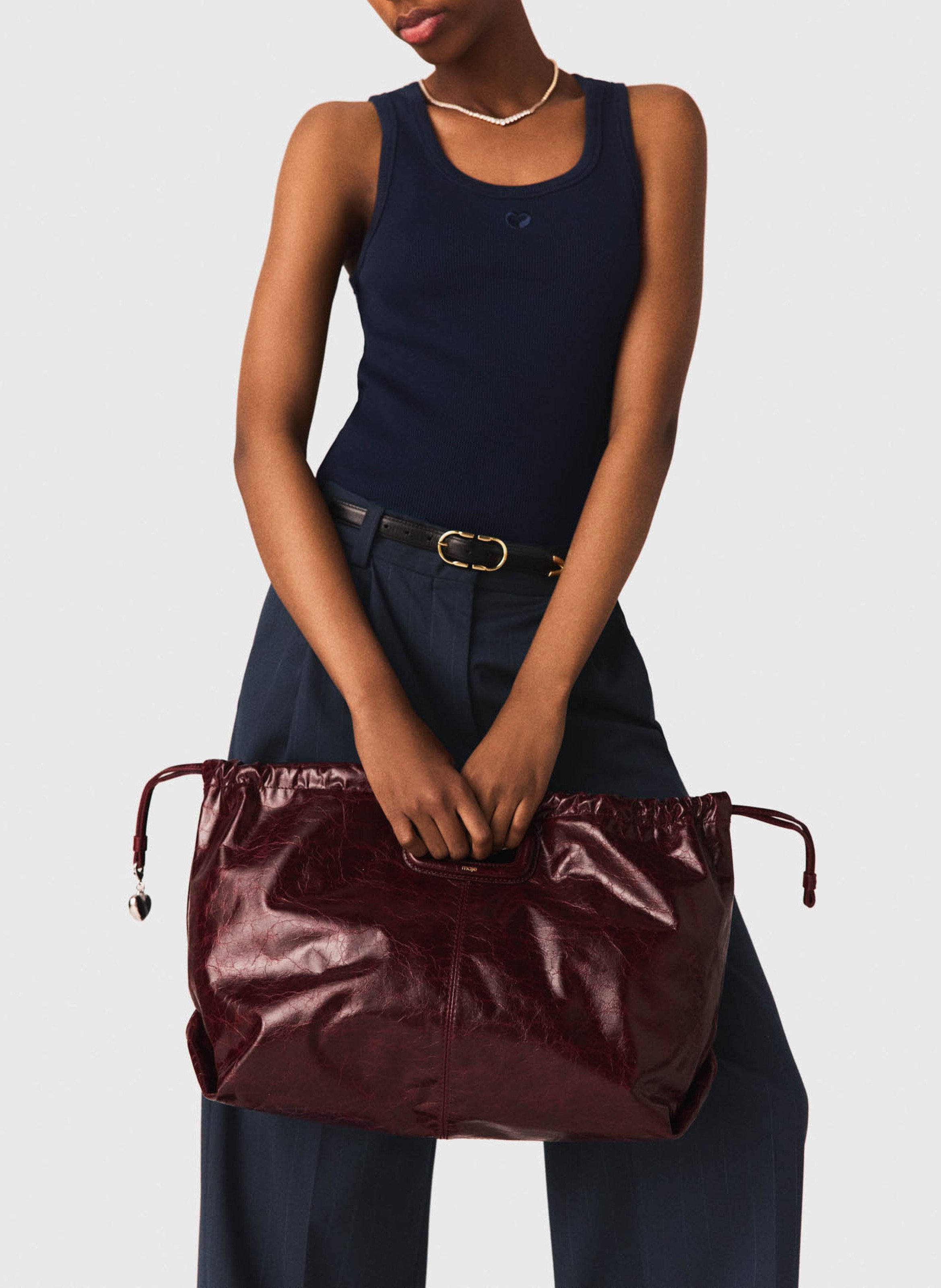 Sac porté épaule en cuir miss m cabas MAJE Rouge