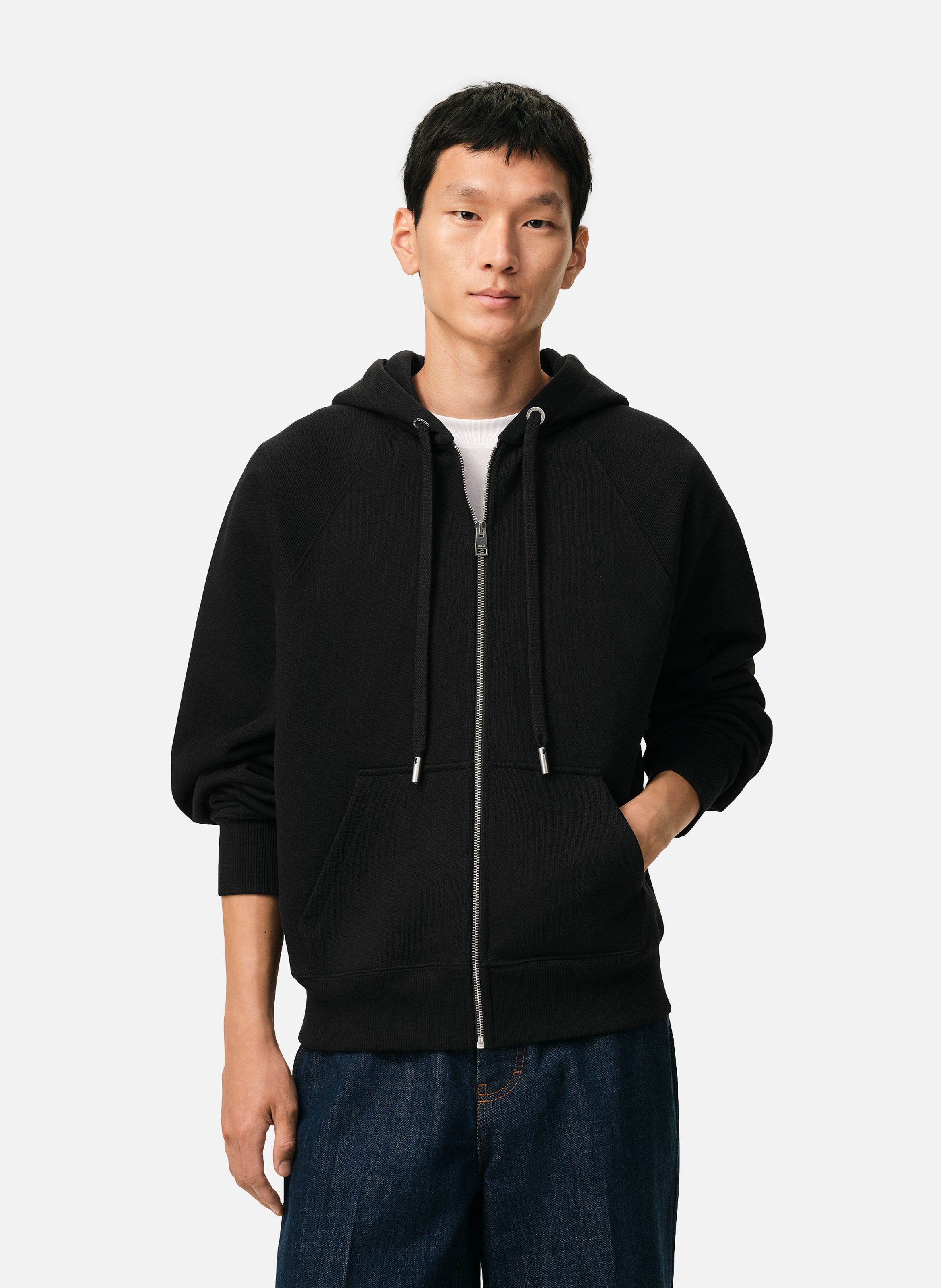 Hoodie Zippé Ami De Coeur En Coton unisexe AMI PARIS Noir