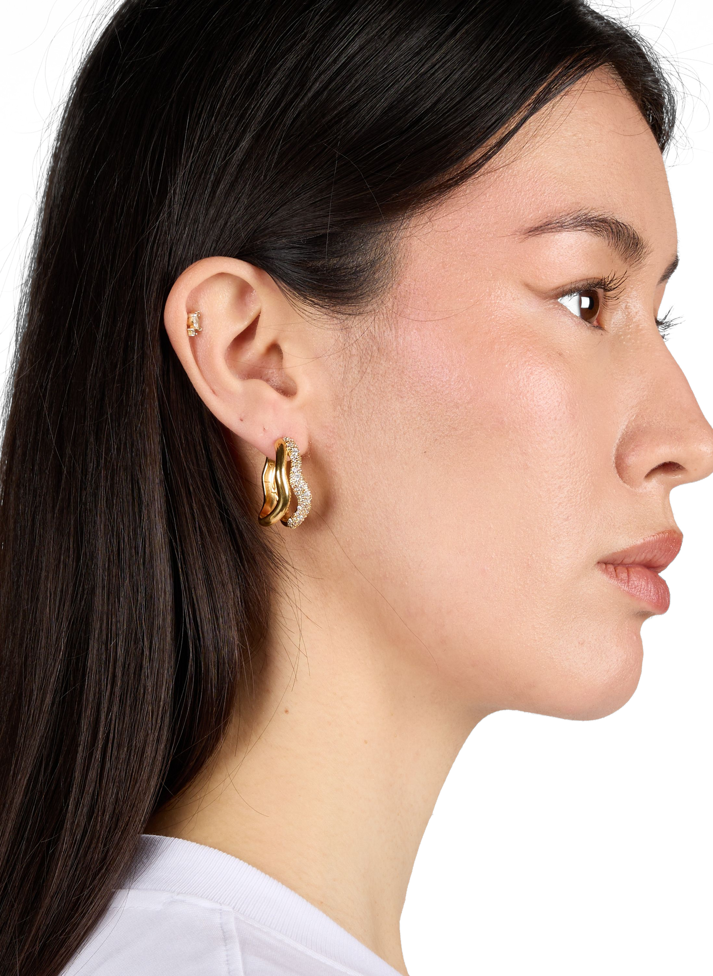 Wavy Molten Snow earrings in mixed brass and gold-plated MISSOMA Golden
