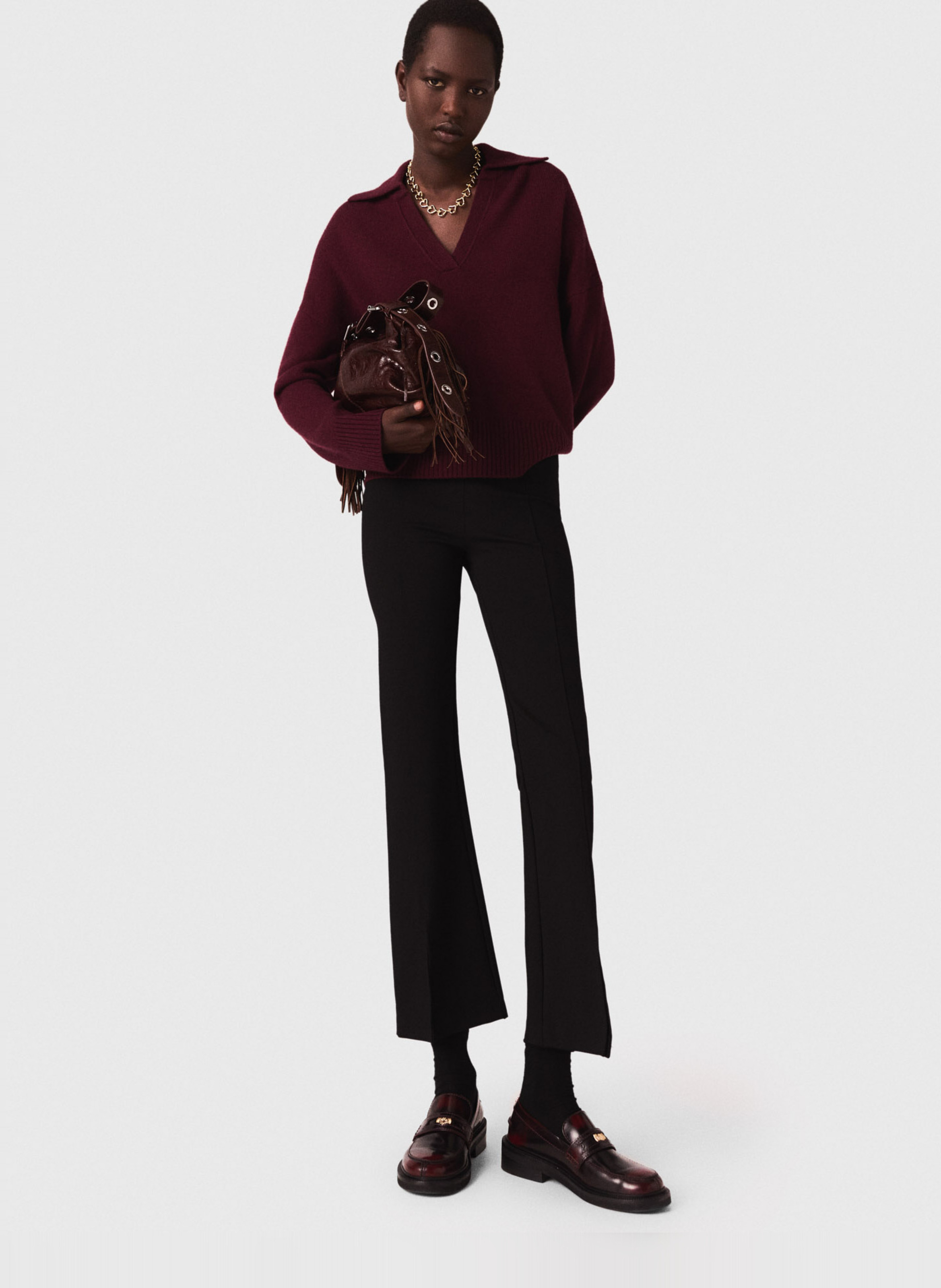 Pantalon fllare fendu MAJE Noir