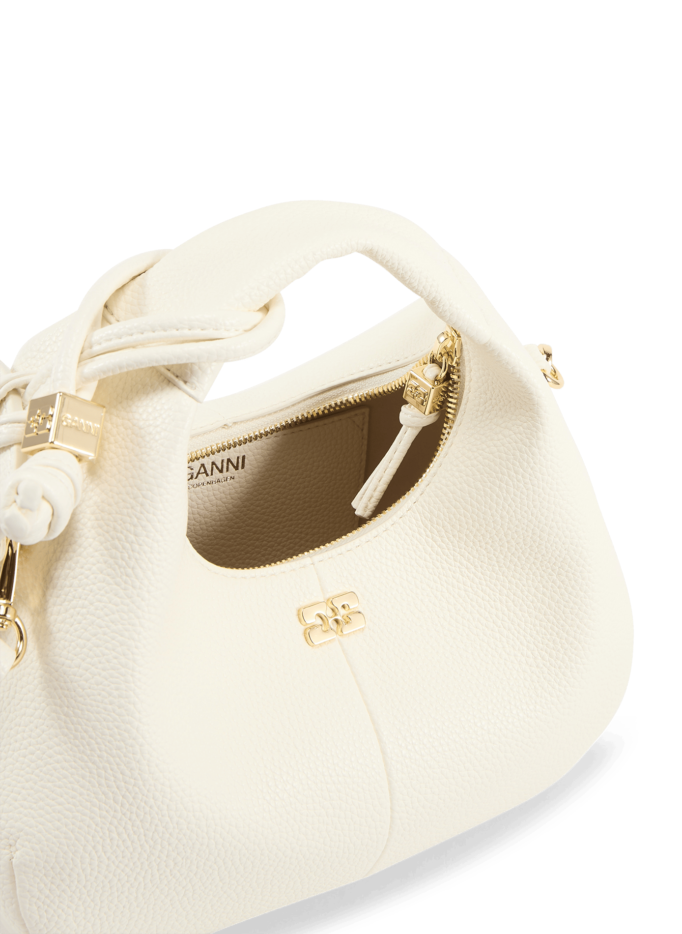 Sac Hobo Mini à étiquette miroir GANNI Blanc