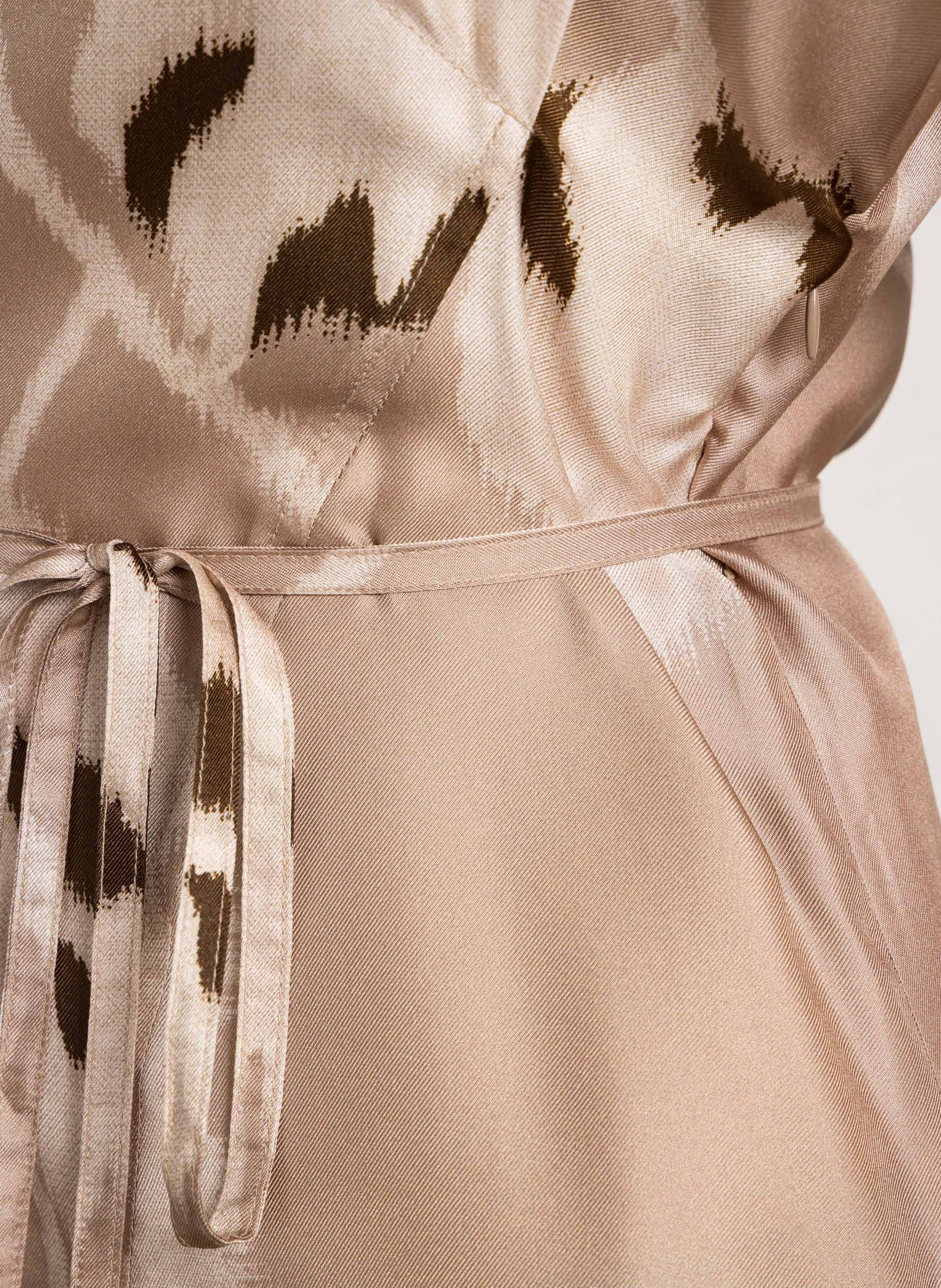 Robe midi imprimée en soie felicie SOEUR Beige