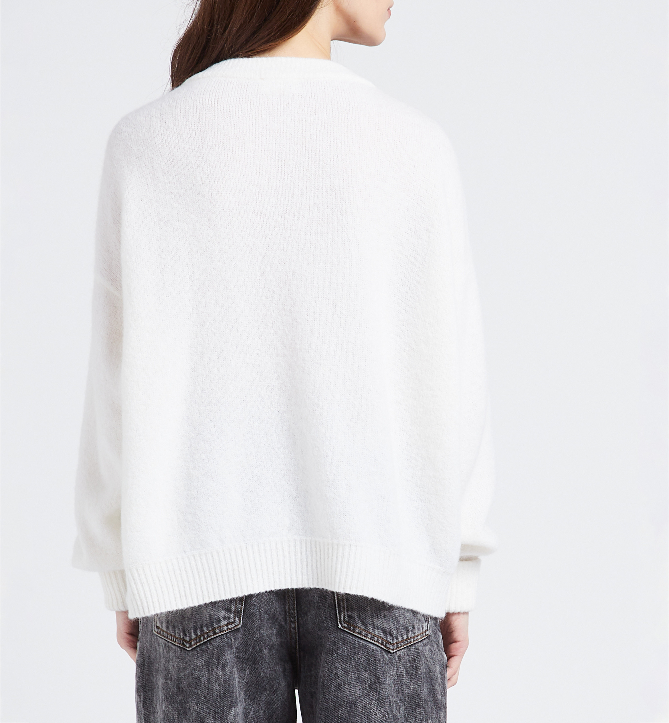 Pull ample col rond en laine mélangée vitow AMERICAN VINTAGE Blanc