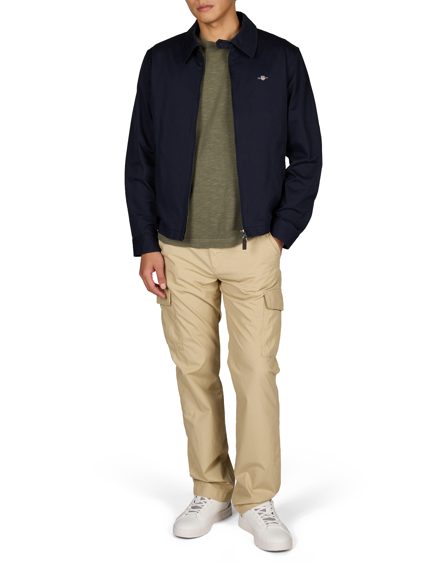 Logo cotton jacket GANT Blue