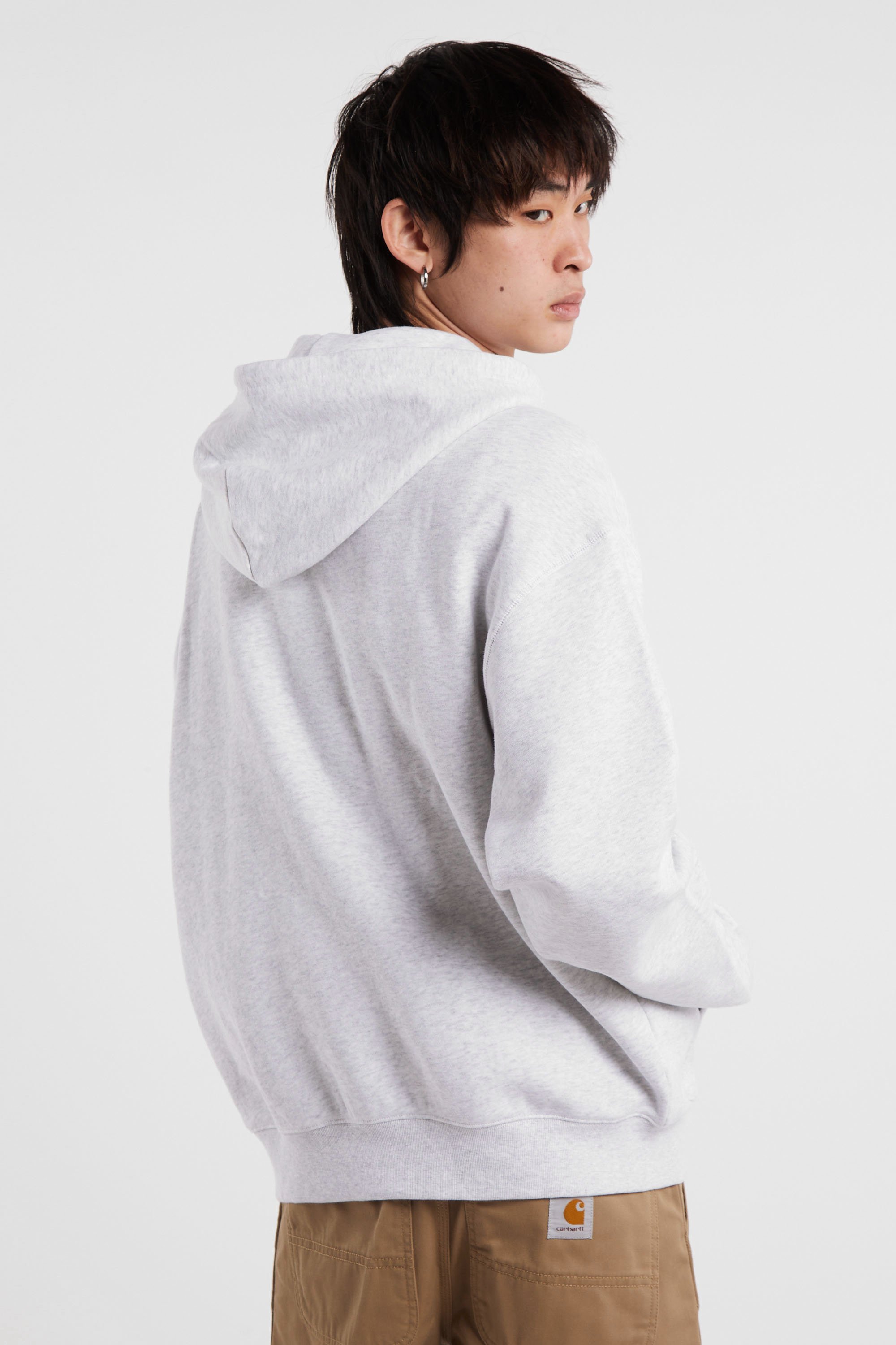 Hoodie zippé hooded wip label sweat jacket CARHARTT WIP Gris