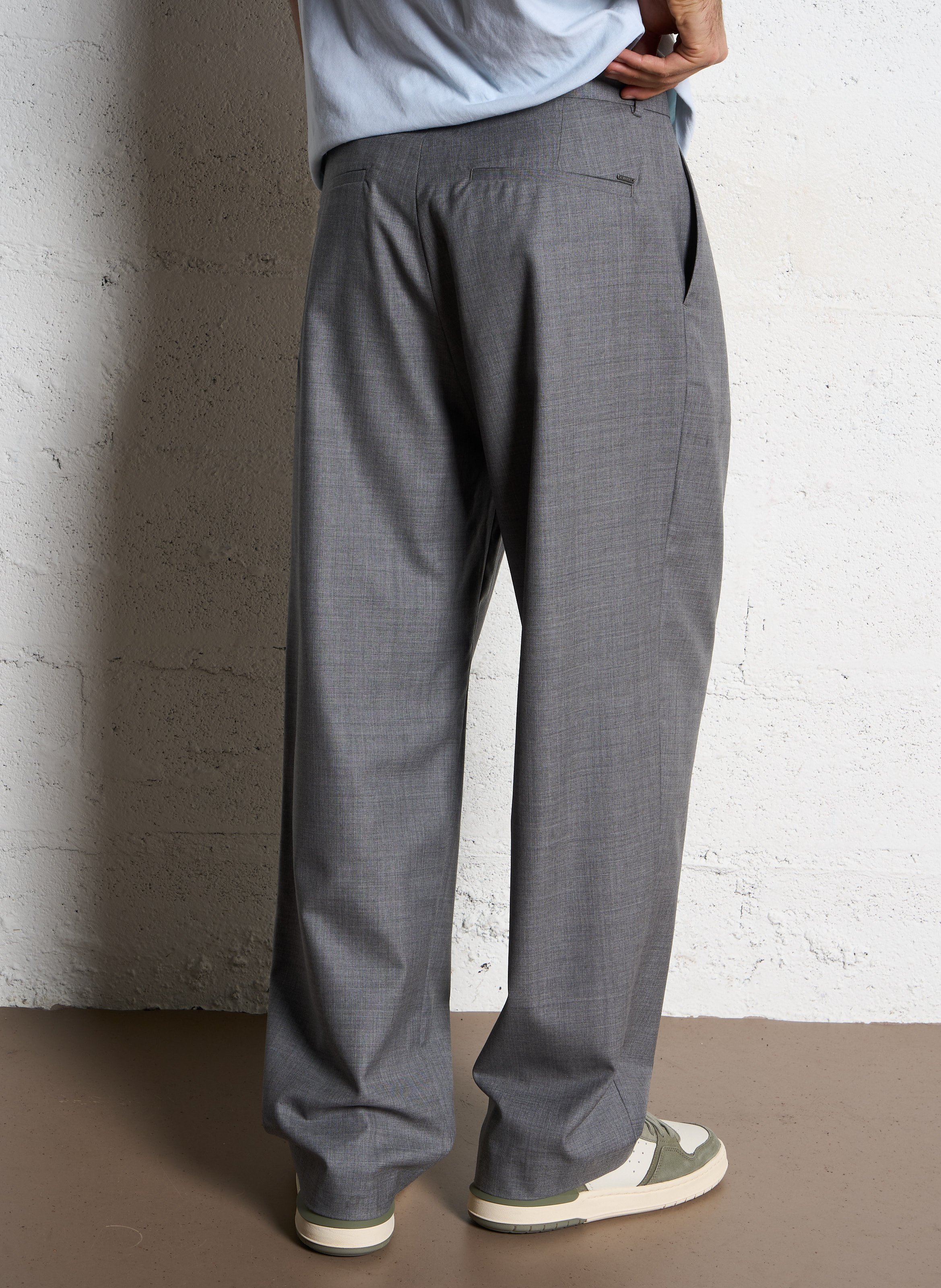 Pantalon droit en laine IKKS Gris