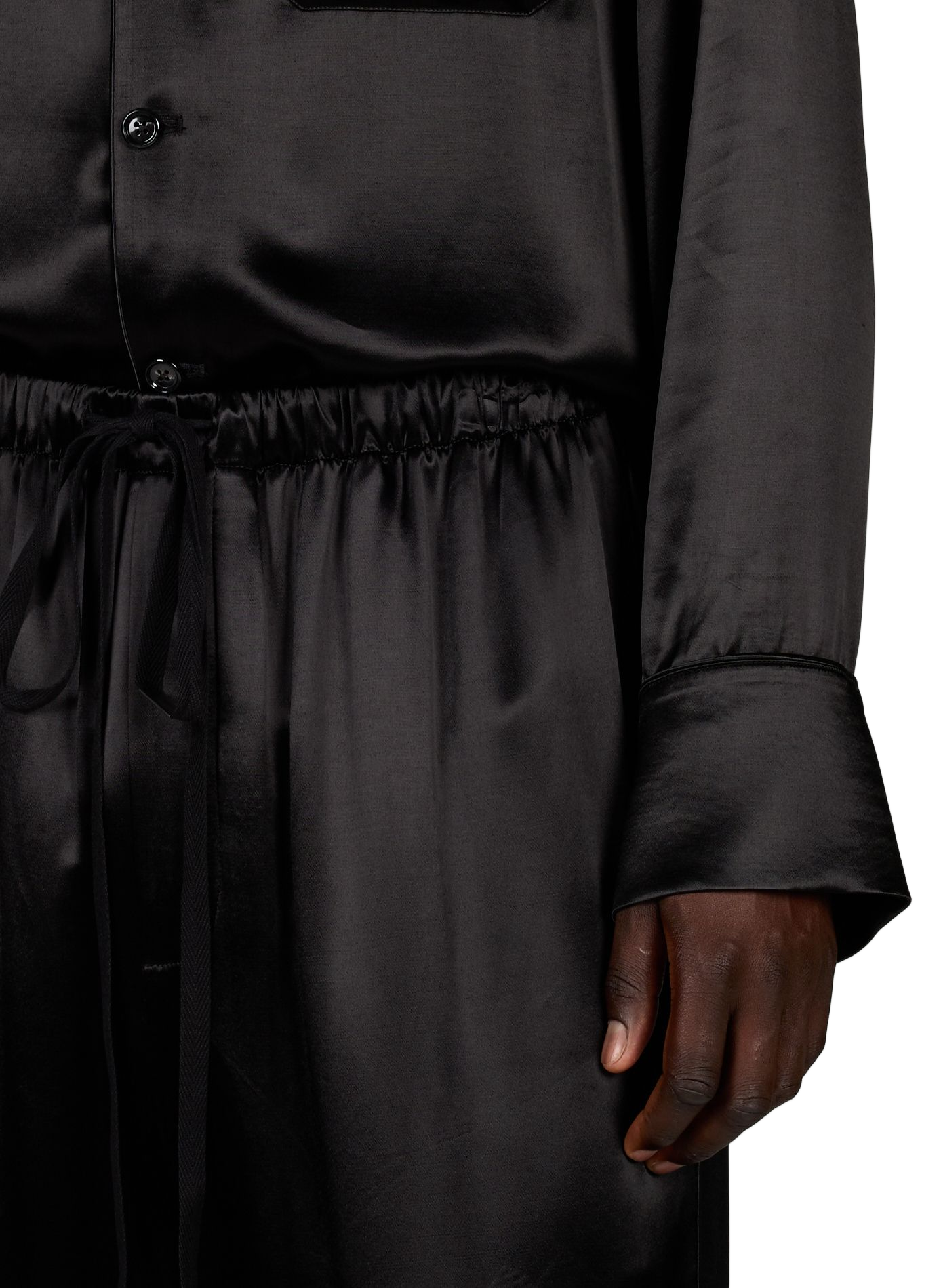 Albertus satin pants with elastic waistband ANN DEMEULEMEESTER Black