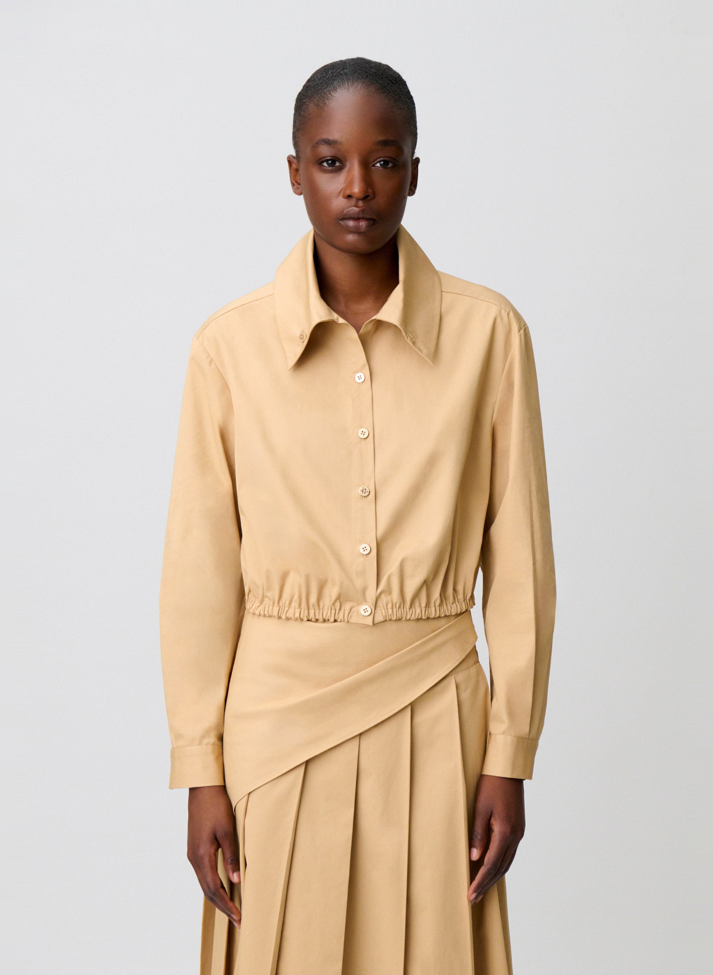 Chemise ajustée en coton CLAUDIE PIERLOT Beige