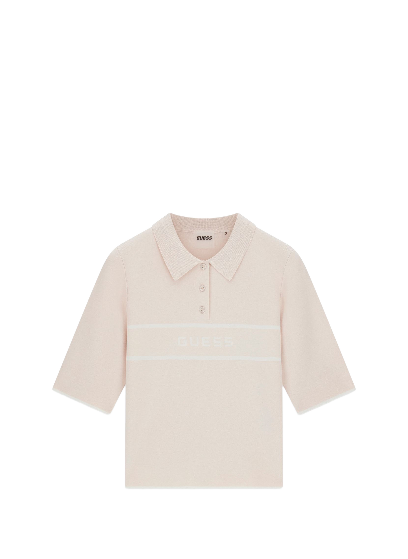 Short-sleeved ribbed polo with logo GUESS Pink