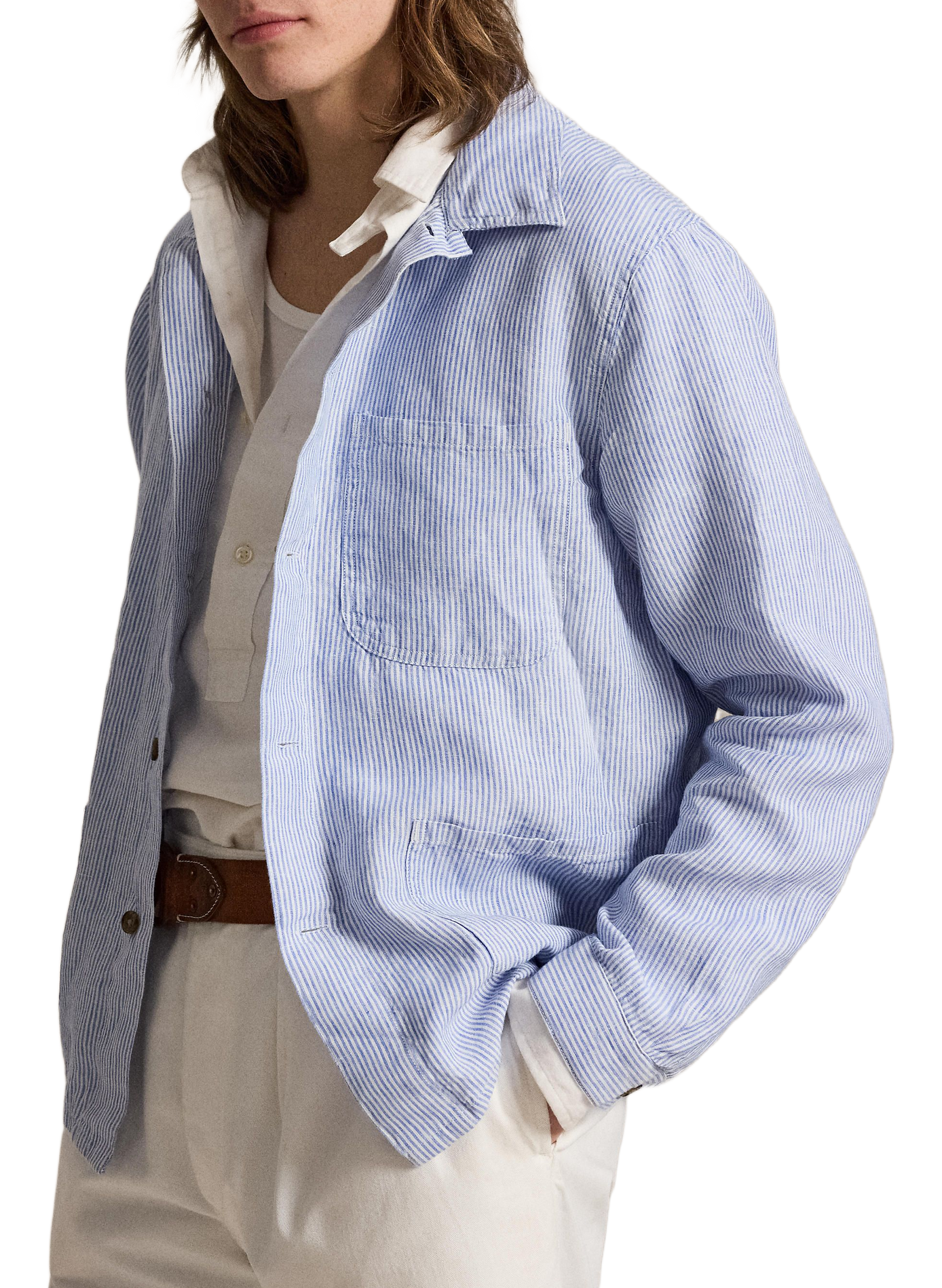 Striped linen overshirt POLO RALPH LAUREN Blue