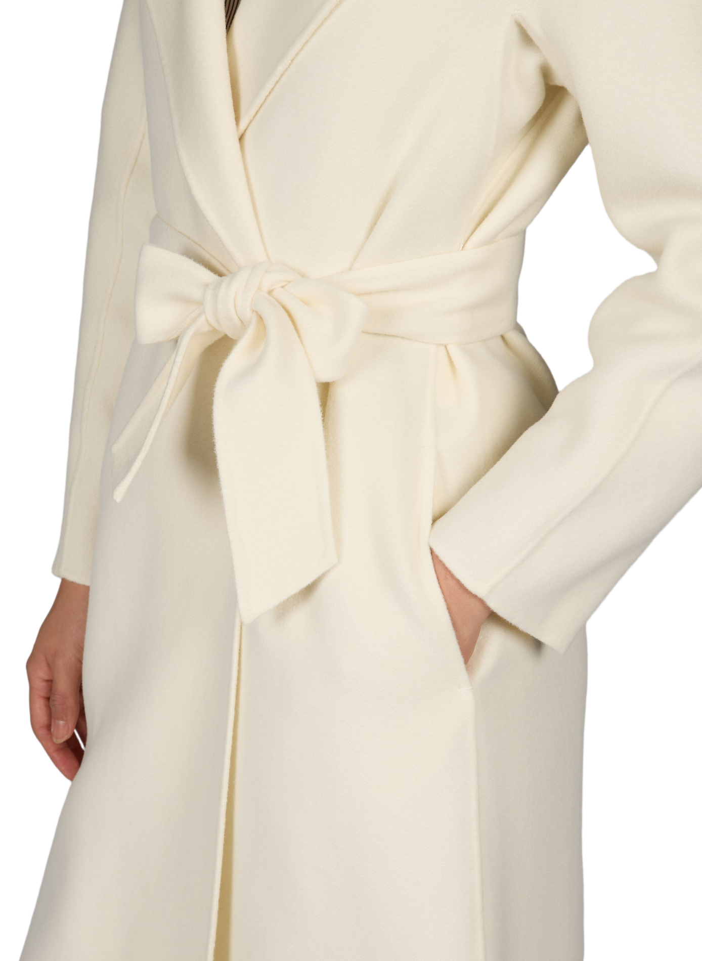 Langer Mantel aus Wollmischung mit Gürtel MAX MARA STUDIO Weiss