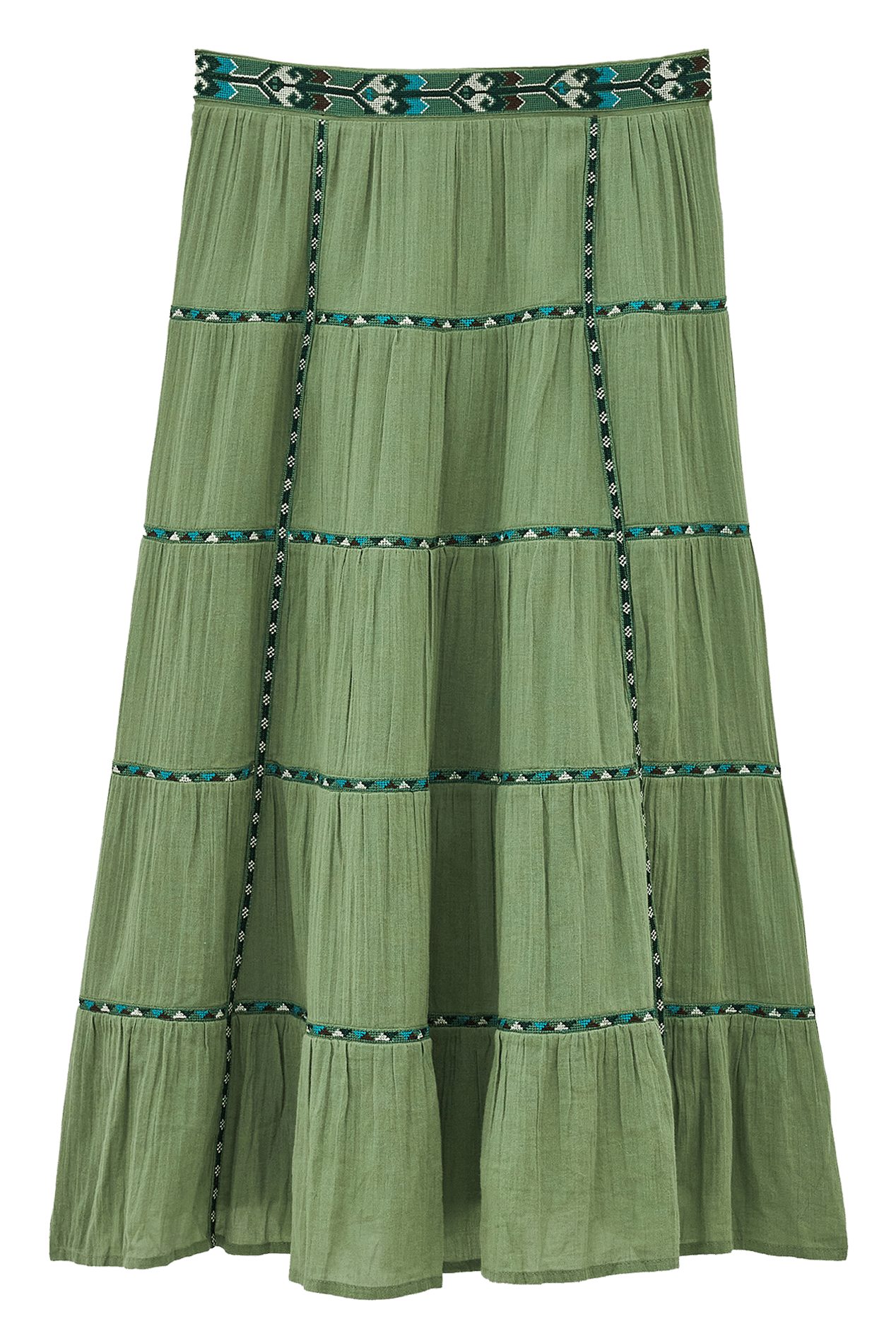 Jupe longue évasée à broderies paloma BA&SH Vert
