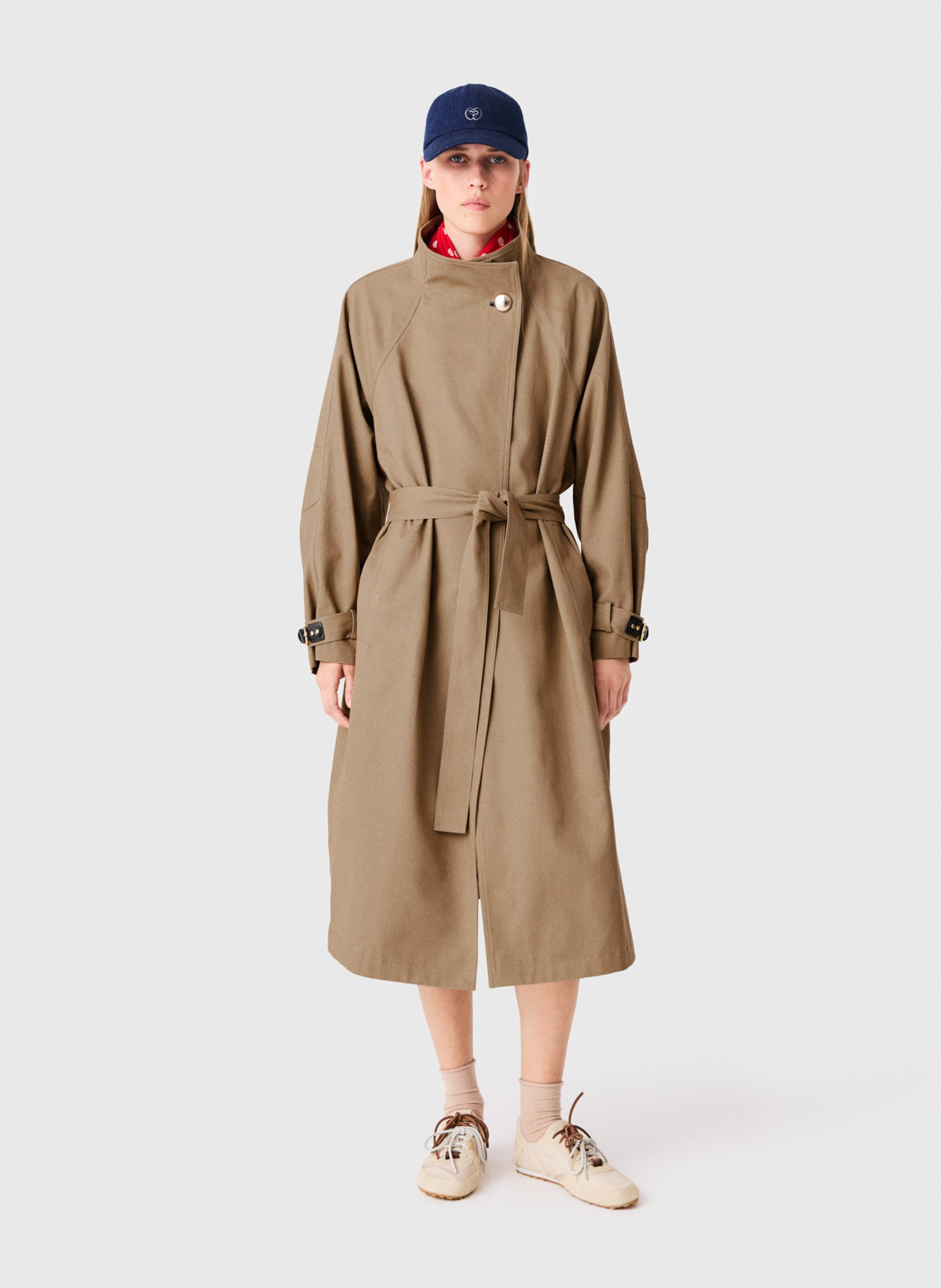Trench col montant en coton MAJE Beige