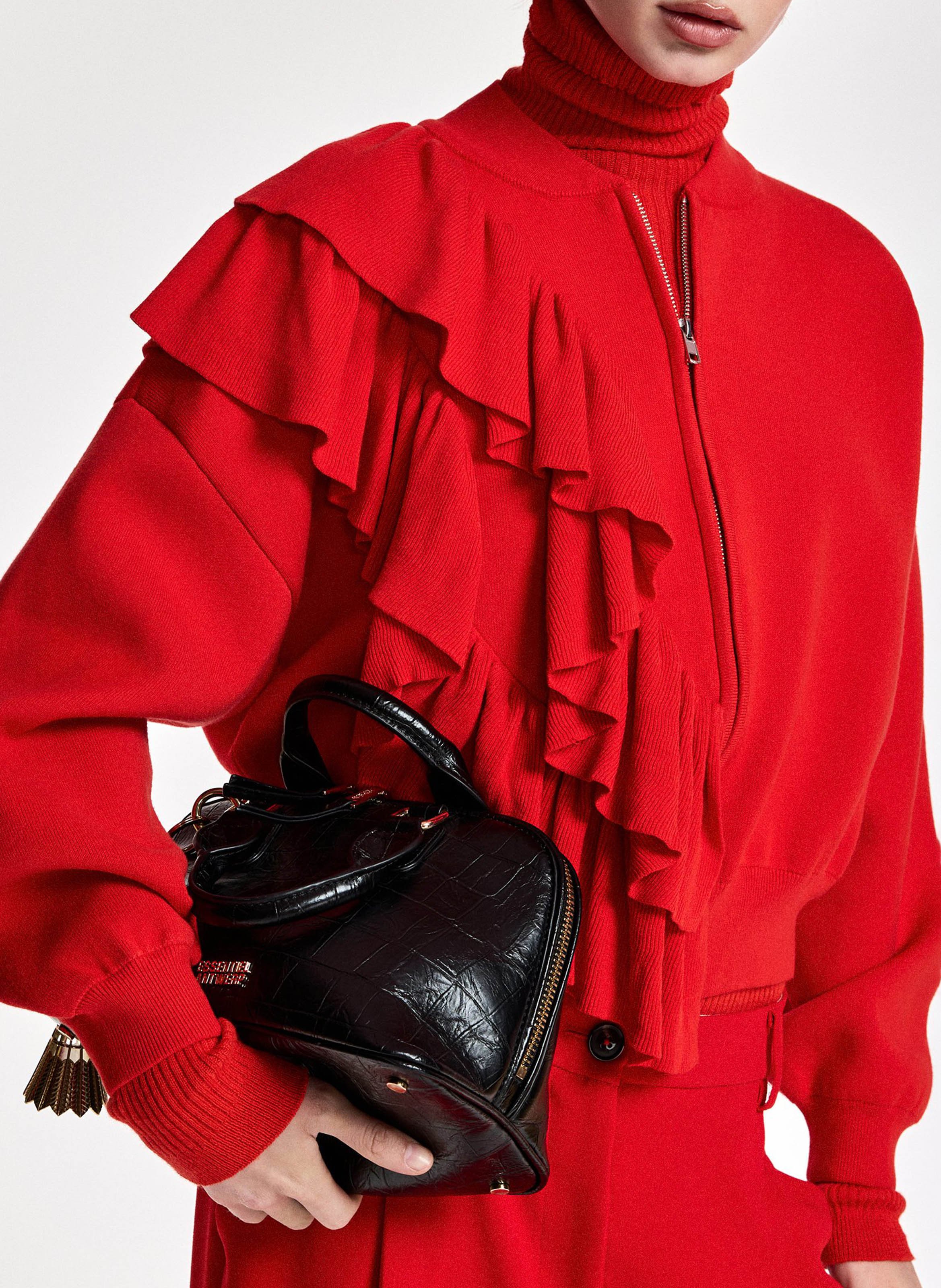 Cardigan oversize à volants kodi ESSENTIEL ANTWERP Rouge