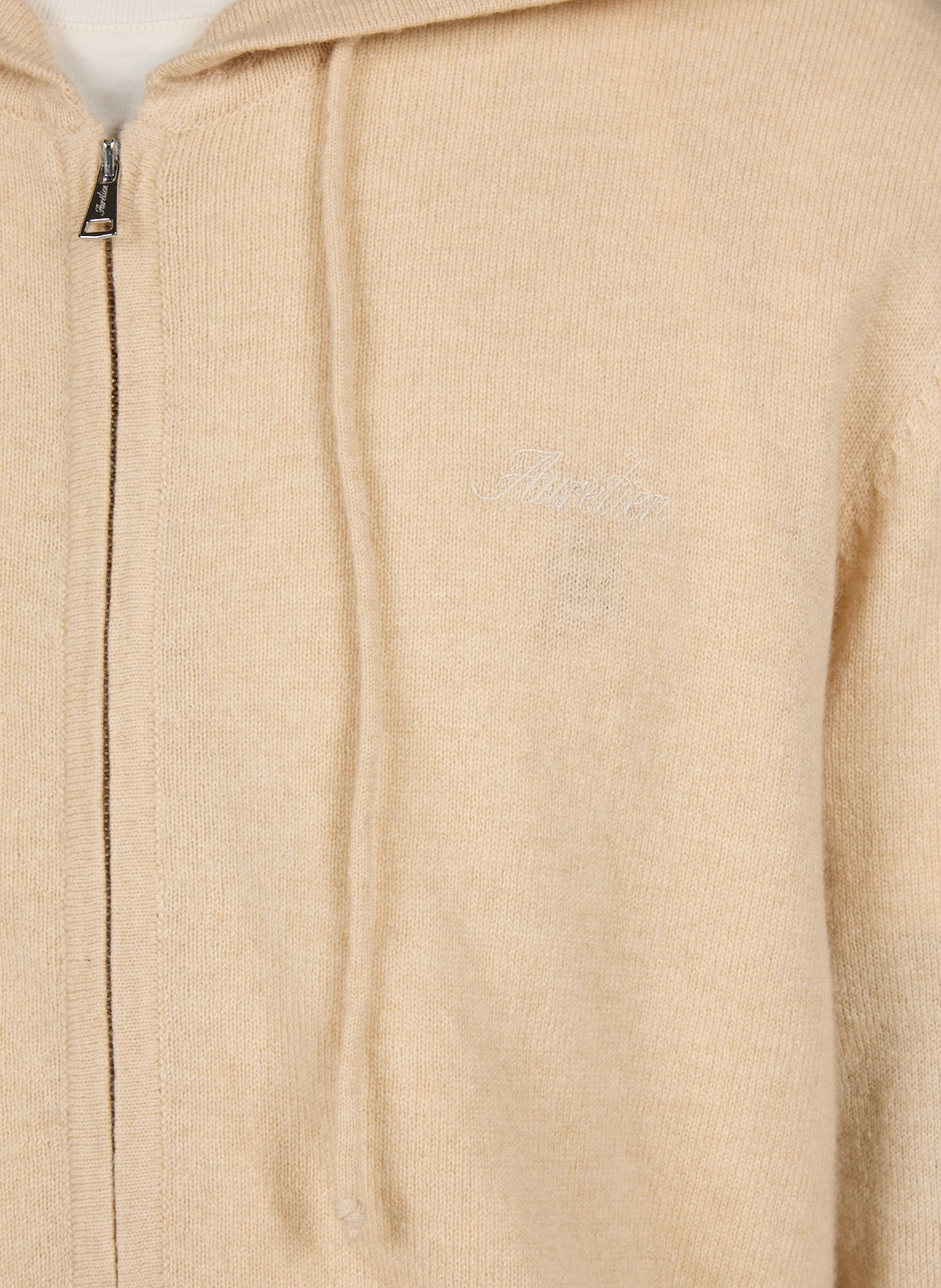 Straight hooded cardigan in fine cashmere knit AURELIEN Beige