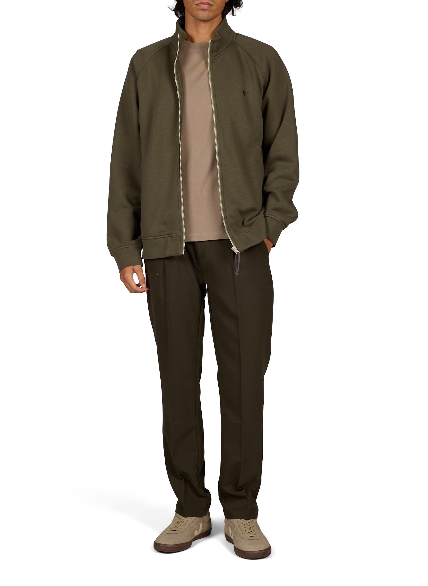Straight sweatshirt with high neck in blended cotton FAGUO Green