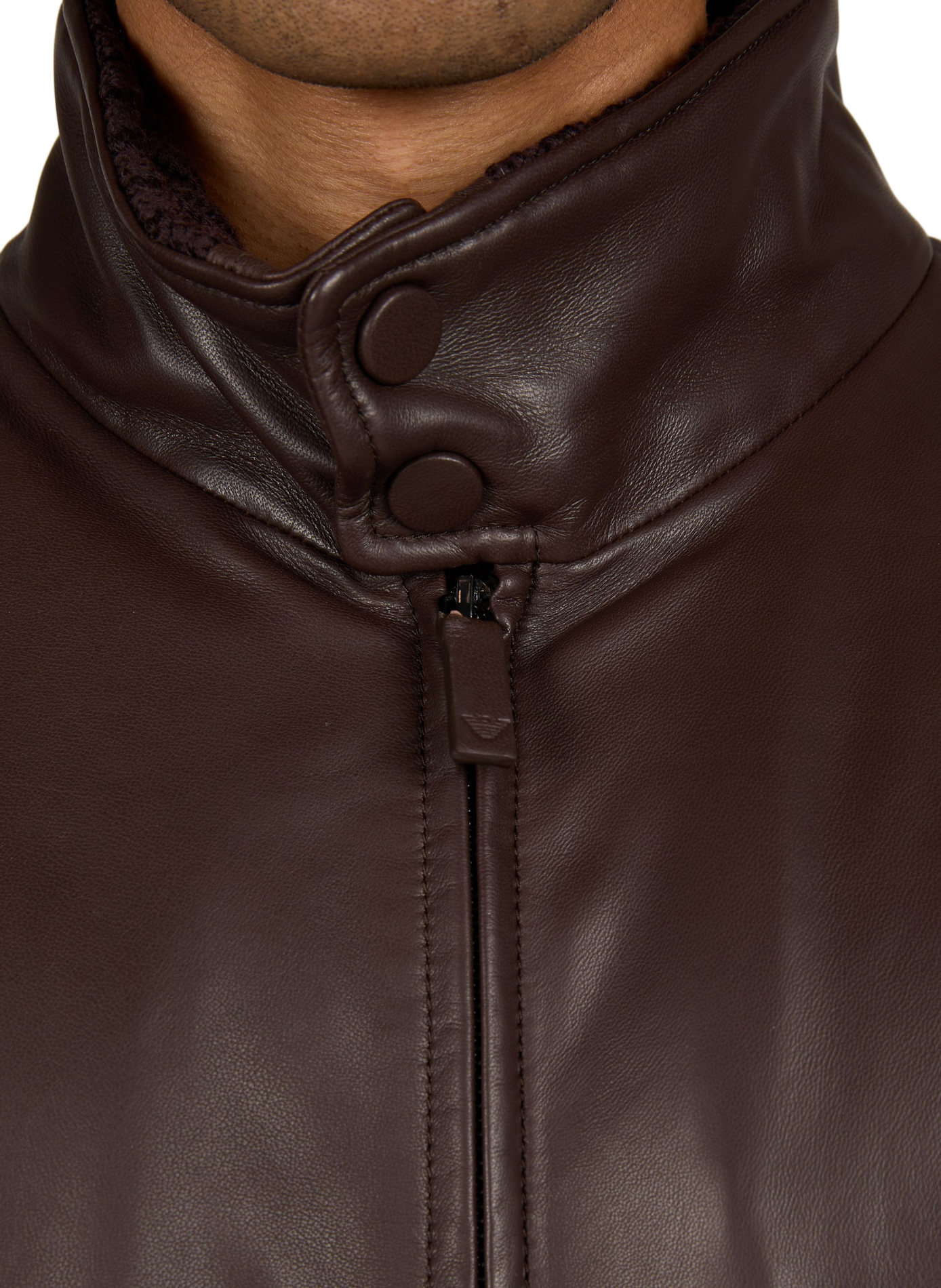Jacke mit Stehkragen aus Schafleder EMPORIO ARMANI Braun