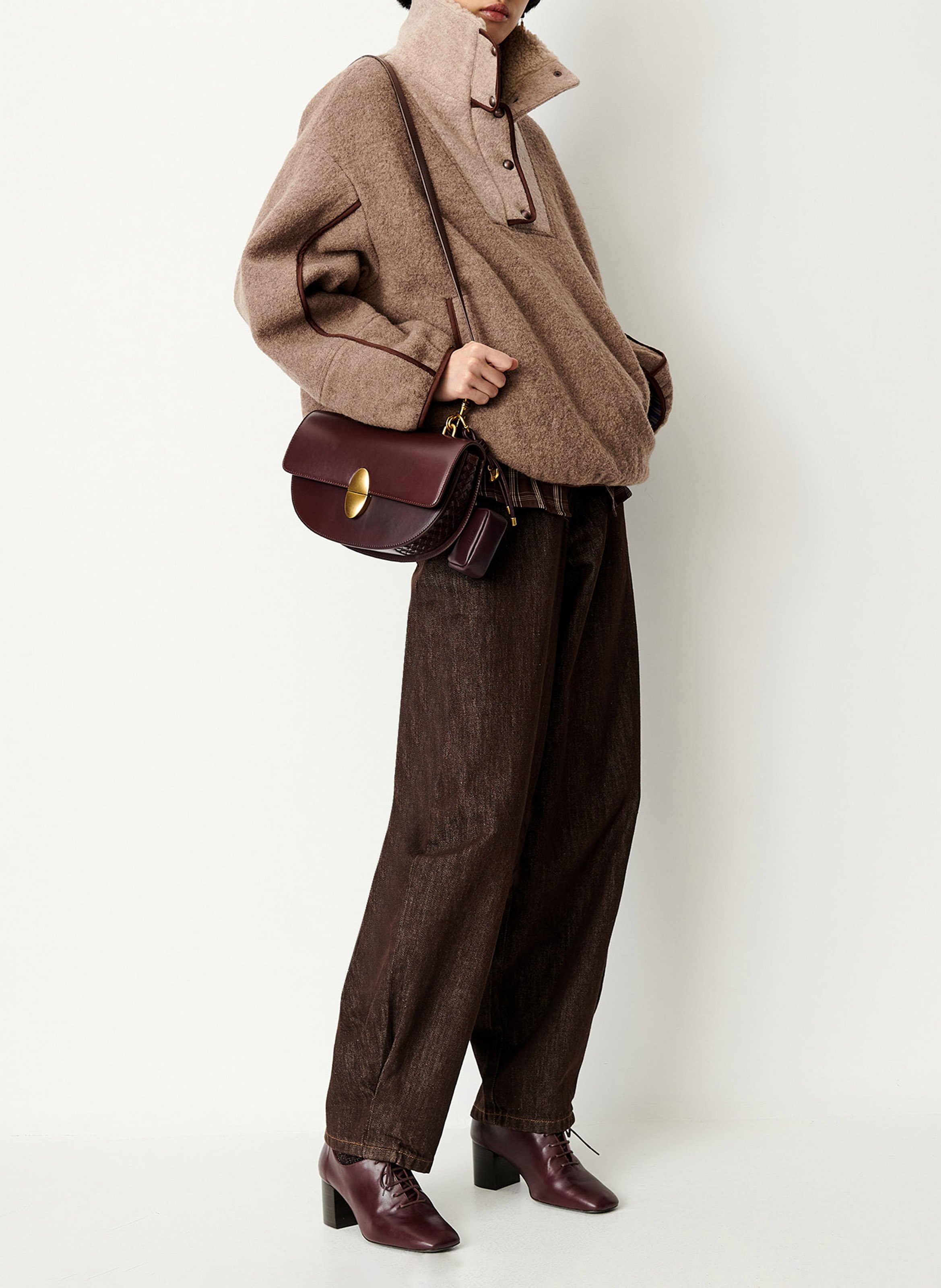 Veste col montant unie en laine nostelle SESSUN Beige