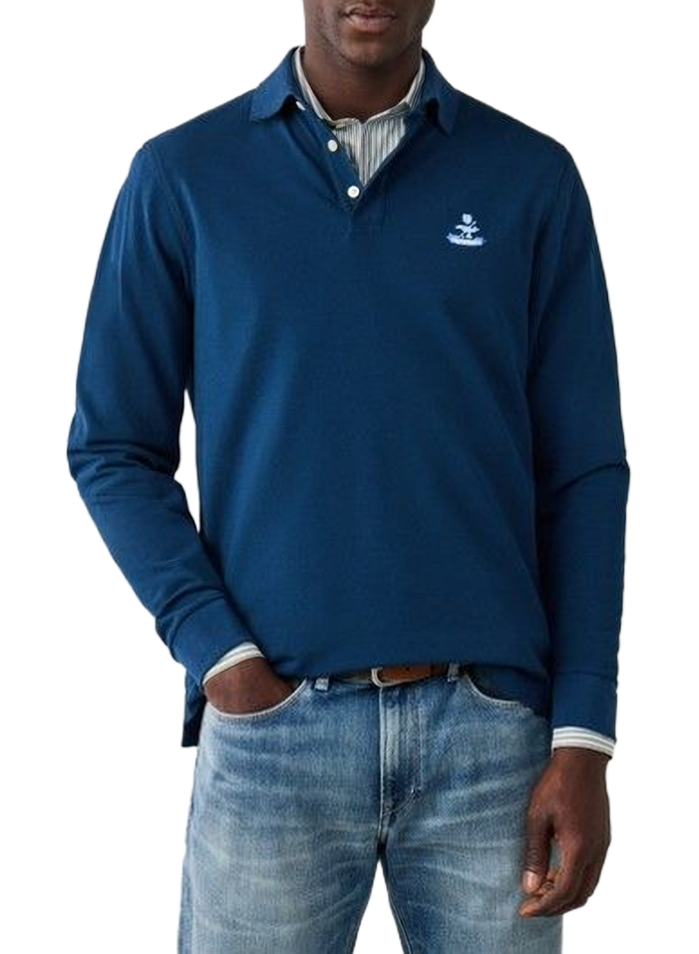 Long-sleeved cotton polo shirt FACONNABLE Blue